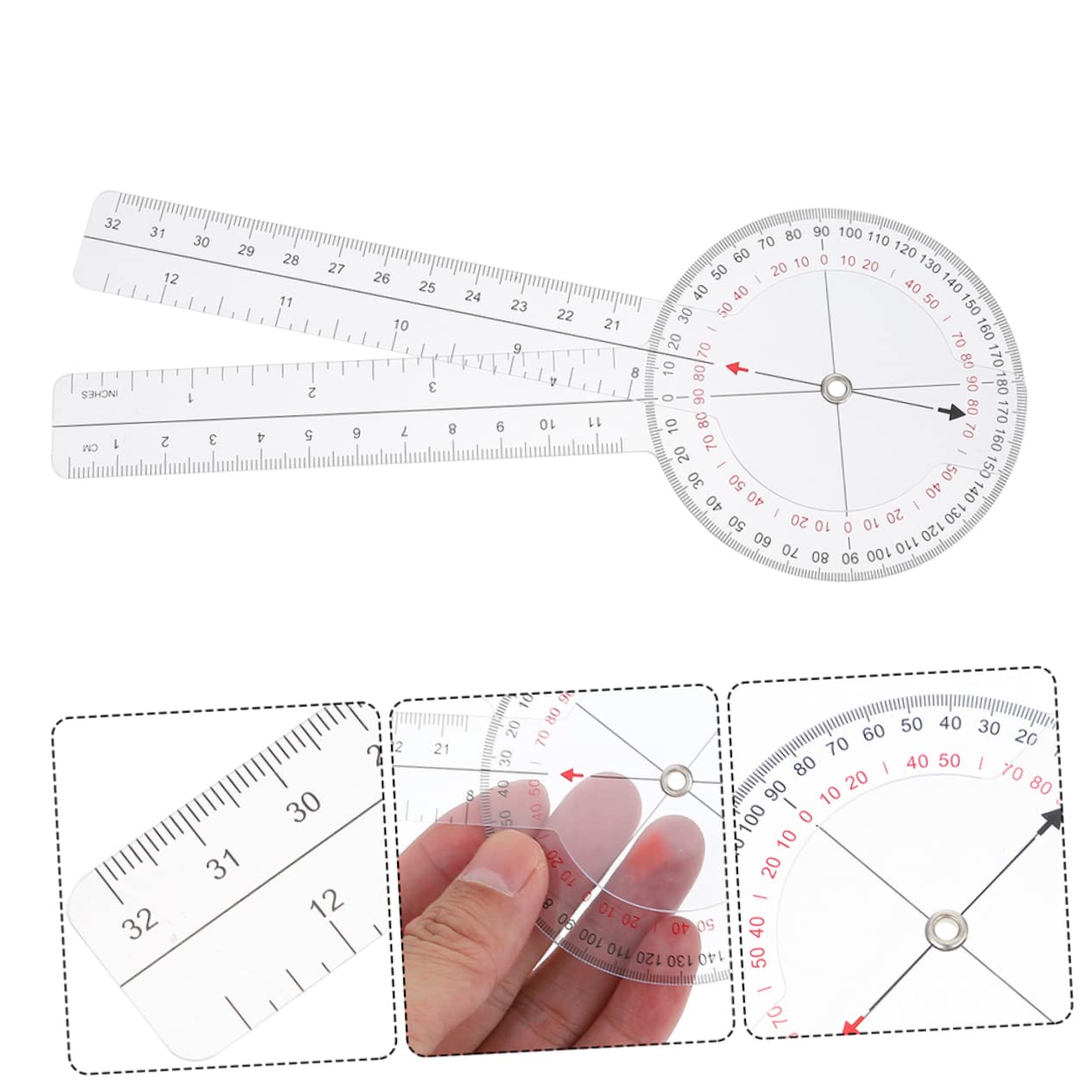 2pcs Angle Ruler Protractor Measure Goniometer Measuring Goniometer Measuring Tape Goniometer Professional Goniometer Angle Measuring Tool Goniometer for Measurment Transparent SEWACC