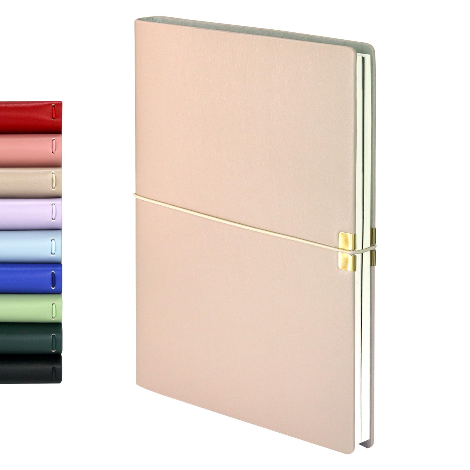 WETLOTEE A5 Refillable Journal, 2-Pack Detachable Stitched Notebooks (96 Sheets Total), 70g Smooth Paper, Includes Versatile Line/Grid Layout Guide, Personal Organizer, Light Brown