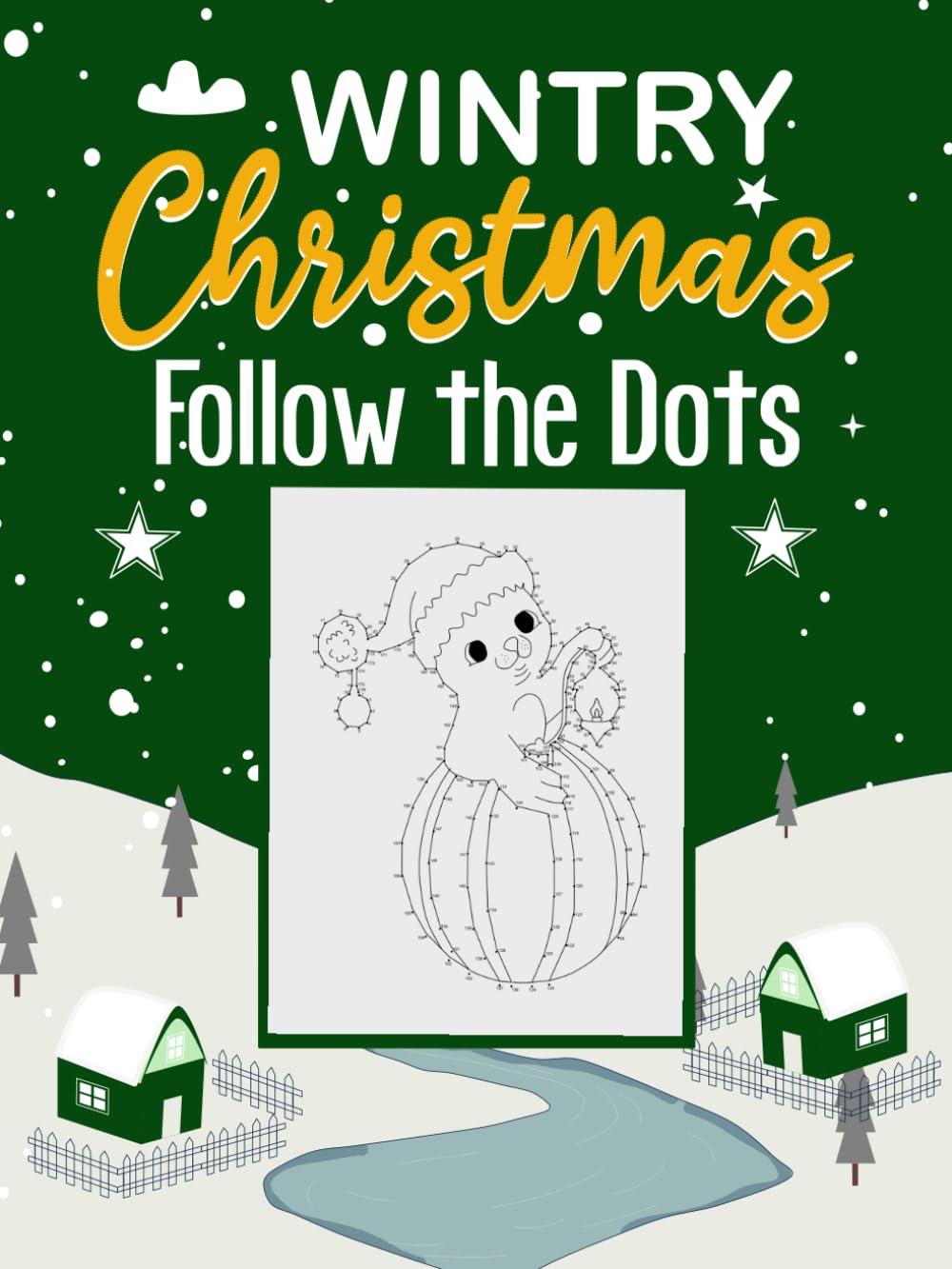 Wintry Christmas Follow The Dots: Lively Activity Connecting the dots Puzzle Book For Kids and Adults. Christmas Animals, Landscapes