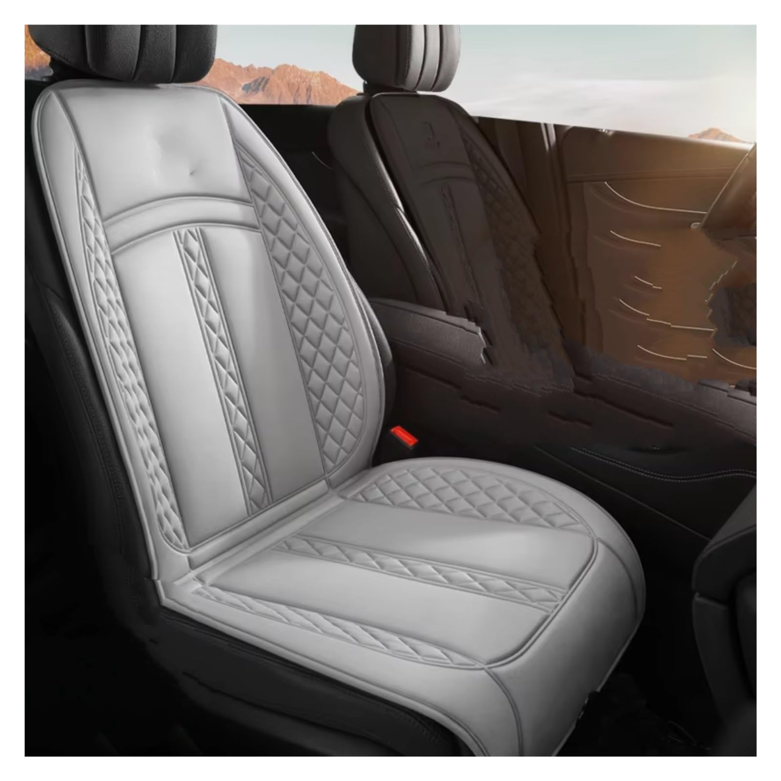 Sitzbezüge Auto Universeller Winter-Autositzbezug Mit 12V-Sicherheitsheizung Langlebiger Heizbezug Verbreiterte Heizfläche(2PCS Grey)