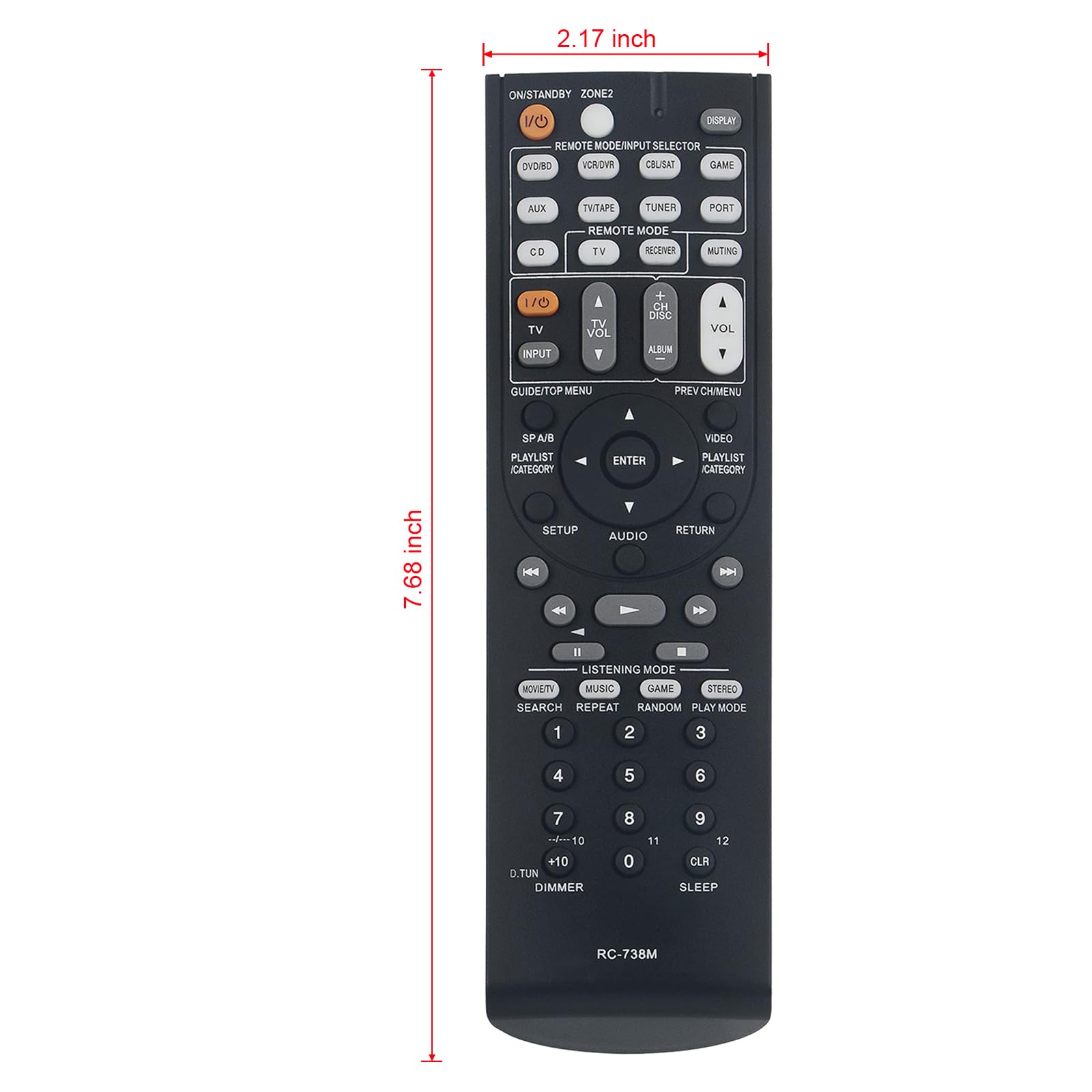 RC-738M Sostituisci Telecomando per Ricevitore AV Onkyo HT-RC160 HT