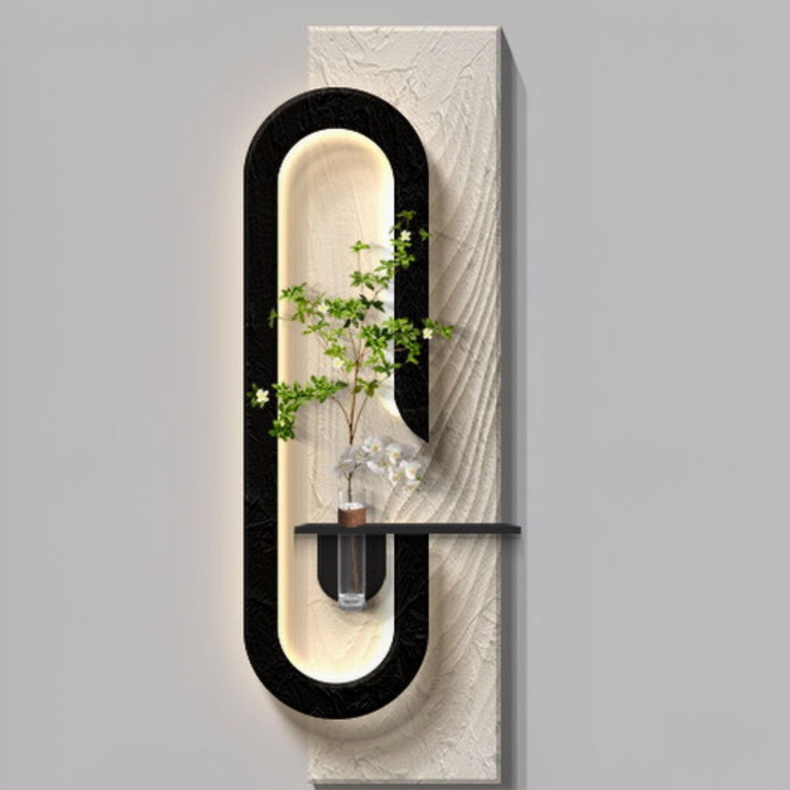 MDEUFYWEGB 3D LED Sandstone Wall Art Sculpture — Modern Abstract Illuminated Decor (with Faux Greenery) — Hanging Art — Living Room & Entryway Wall Decor(C,40 * 120cm/15.7 * 47.2in)