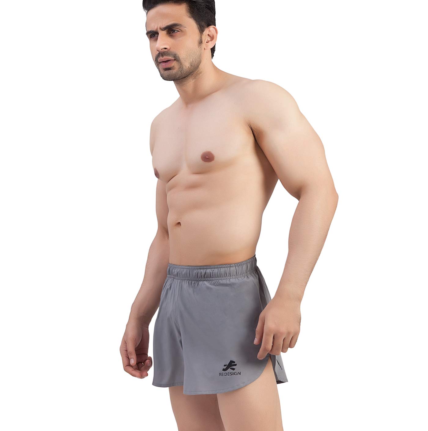ReDesign Apparels Redesign Mens 3" Ultra Running Marathon Split Shorts with Inner Mesh Liner (Medium, Foggy Grey)-picture-11