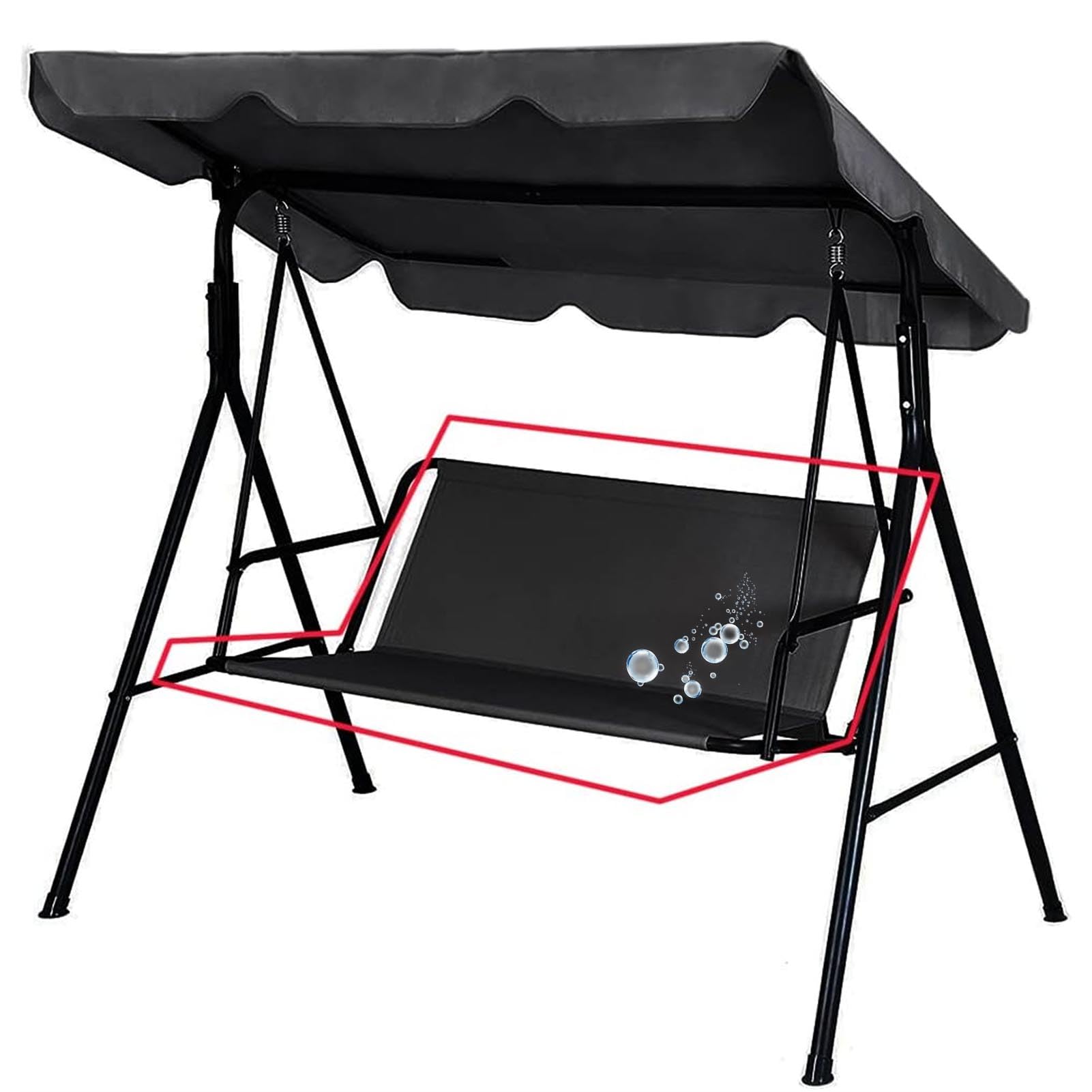 Toile de rechange haut de gamme en tissu bœuf 600D pour balancelle de jardin noire