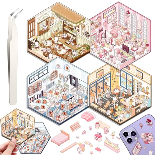 DIY 3D House Stickers, 4 Set Fun DIY Stickers Scene