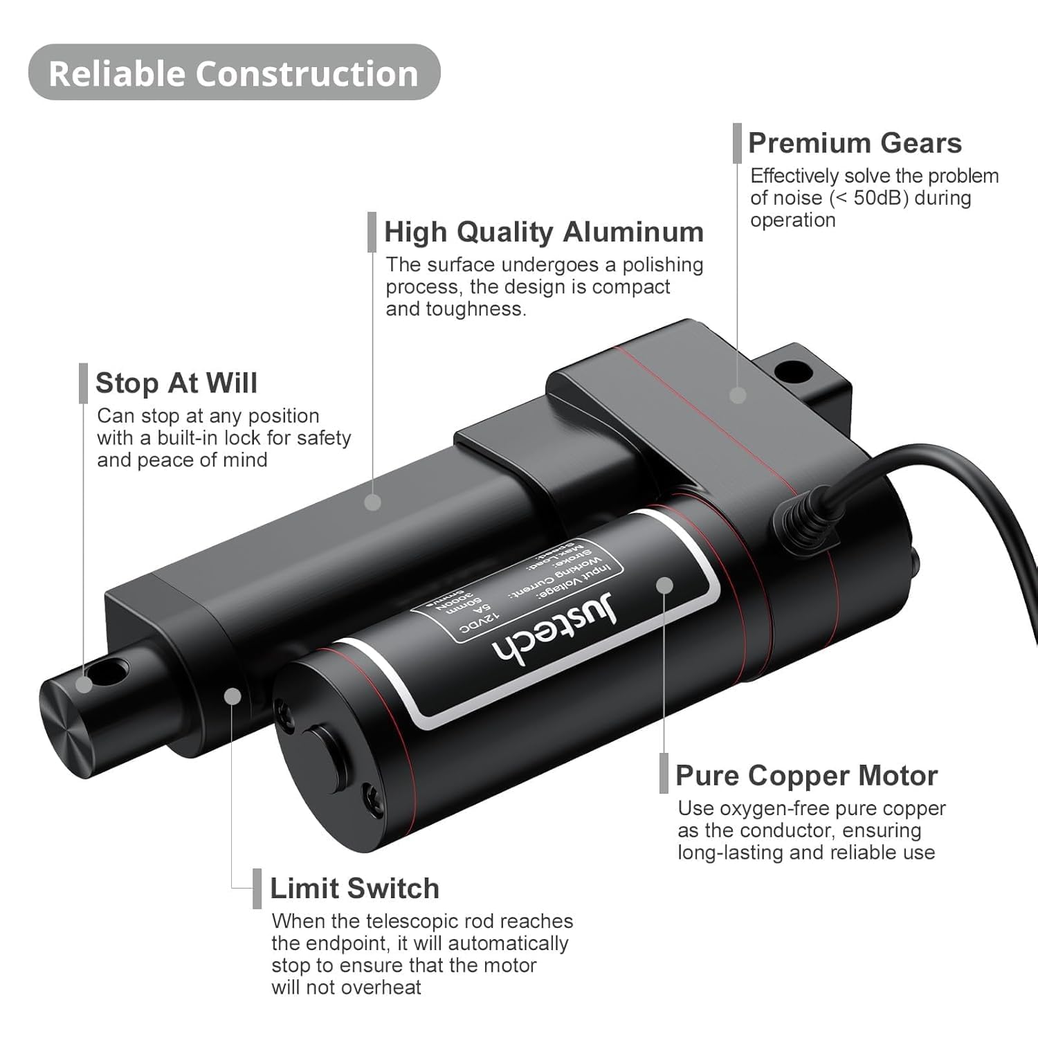 Heavy-Duty 12V Linear Actuator - 660LBS Thrust -5