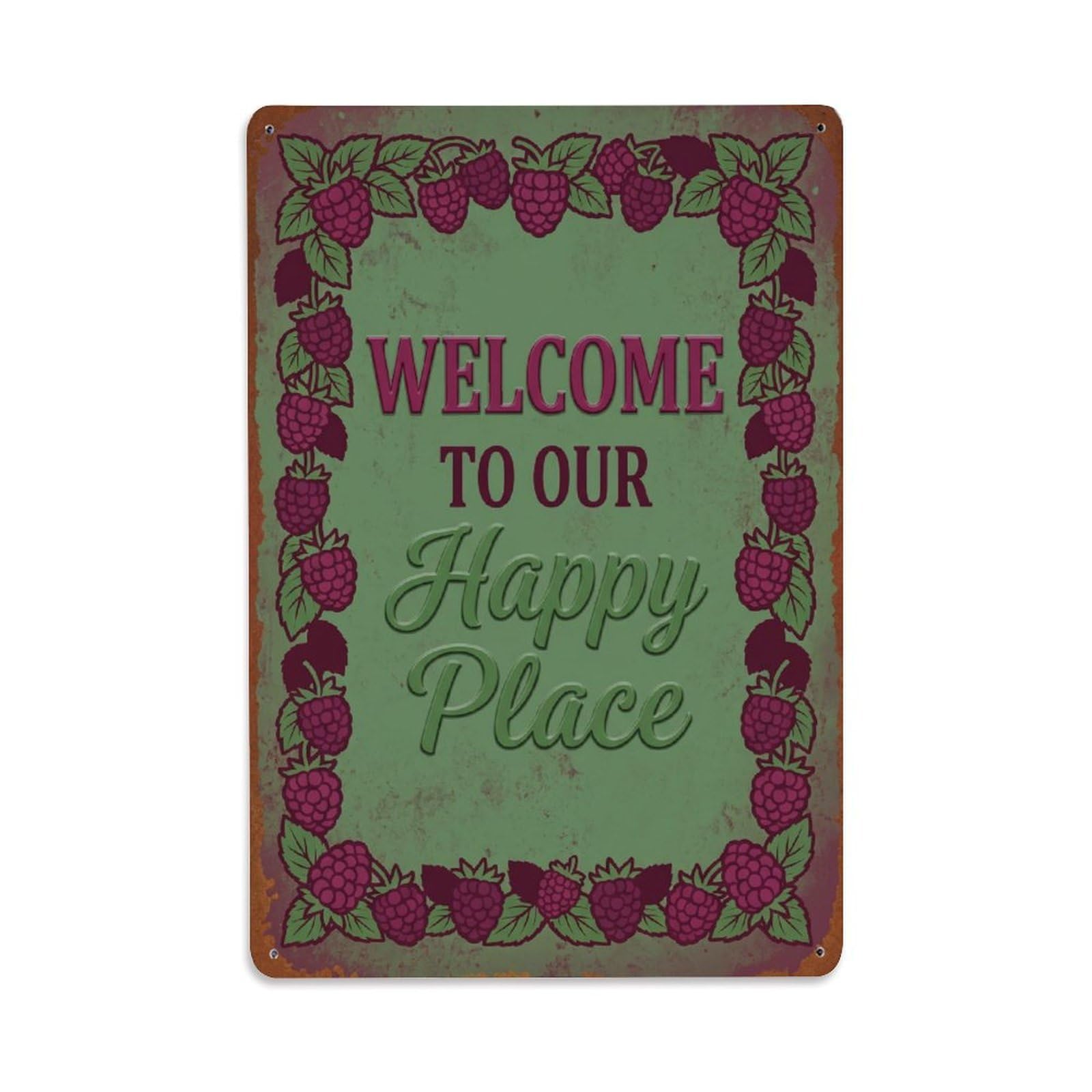 Welcome To Our Happy Place Boysenberry Grove Metal Tin Sign