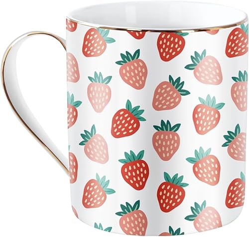 Miniatura 9 de WAVEYU Taza de cerámica para mujeres, linda taza de café y agua para vacaciones, diseño floral con asa para oficina en casa, taza decorativa de café