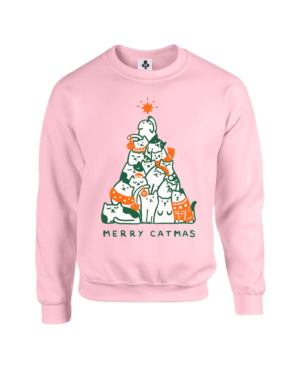 New Spirit Original Merry Catmas Tree Jumper Unisex Funny Adults Sweatshirt Jumper Baby Pink