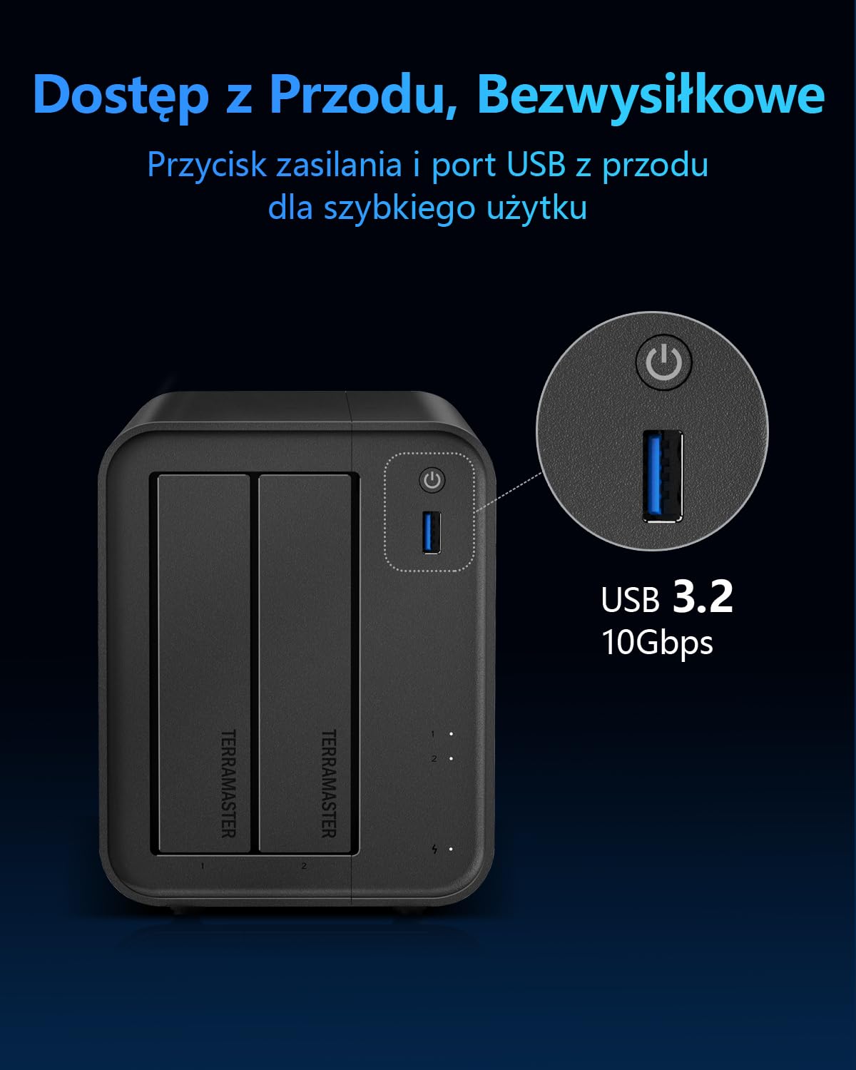 TERRAMASTER F2-425 2-Bay NAS Pamięć Masowa – Procesor Intel x86 Quad-Core CPU, 4 GB RAM, 2.5GbE LAN, Serwer Multimedialny z Sieciową Pamięcią Masową dla Użytkowników Domowych(Bez dysków)