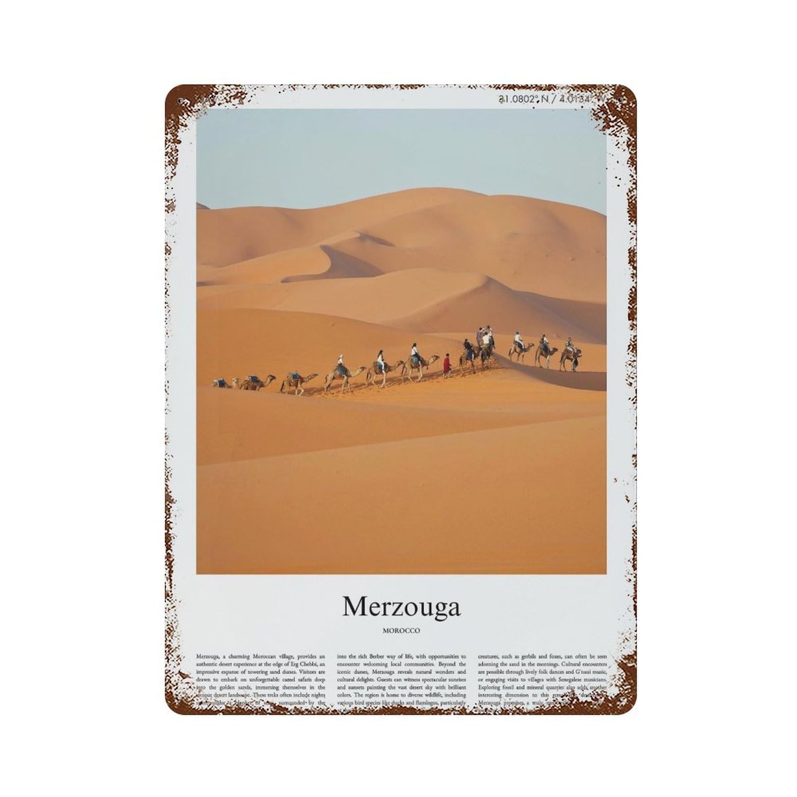 xiaoxiaoshen Merzouga Morocco City Scenery Wall Decor Art Metal Tin Poster Modern Home Decor Art Home Bar Shop Decorations Vintage Sign 40x30cm