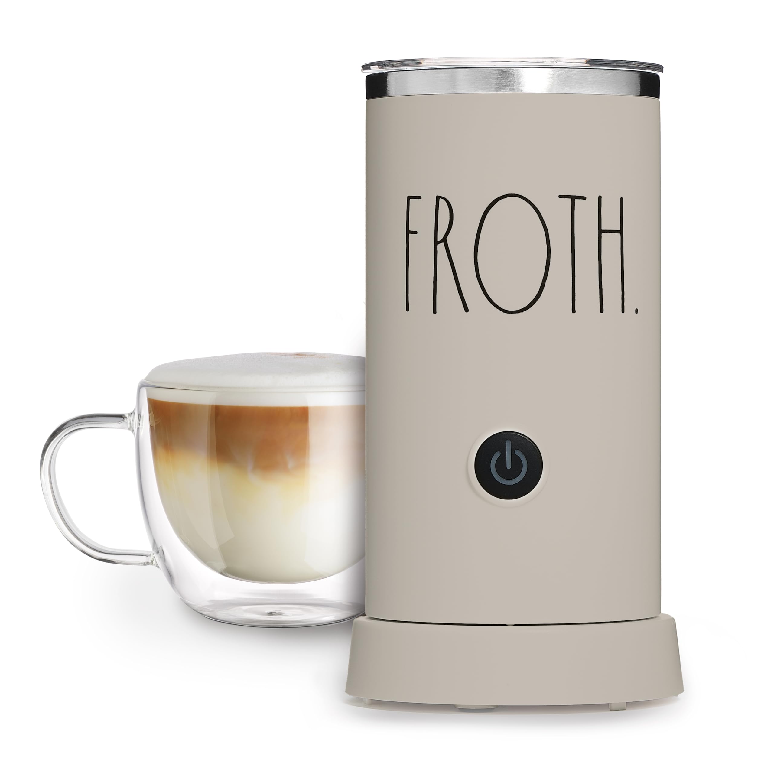 Rae Dunn Electric Milk Frother Steamer -Stylish Automatic Milk Steamer and Frother, Milk Warmer, Hot and Cold Foam Maker for Coffee, Latte, Cappuccino, Macchiato - 550 Watt (Sand)