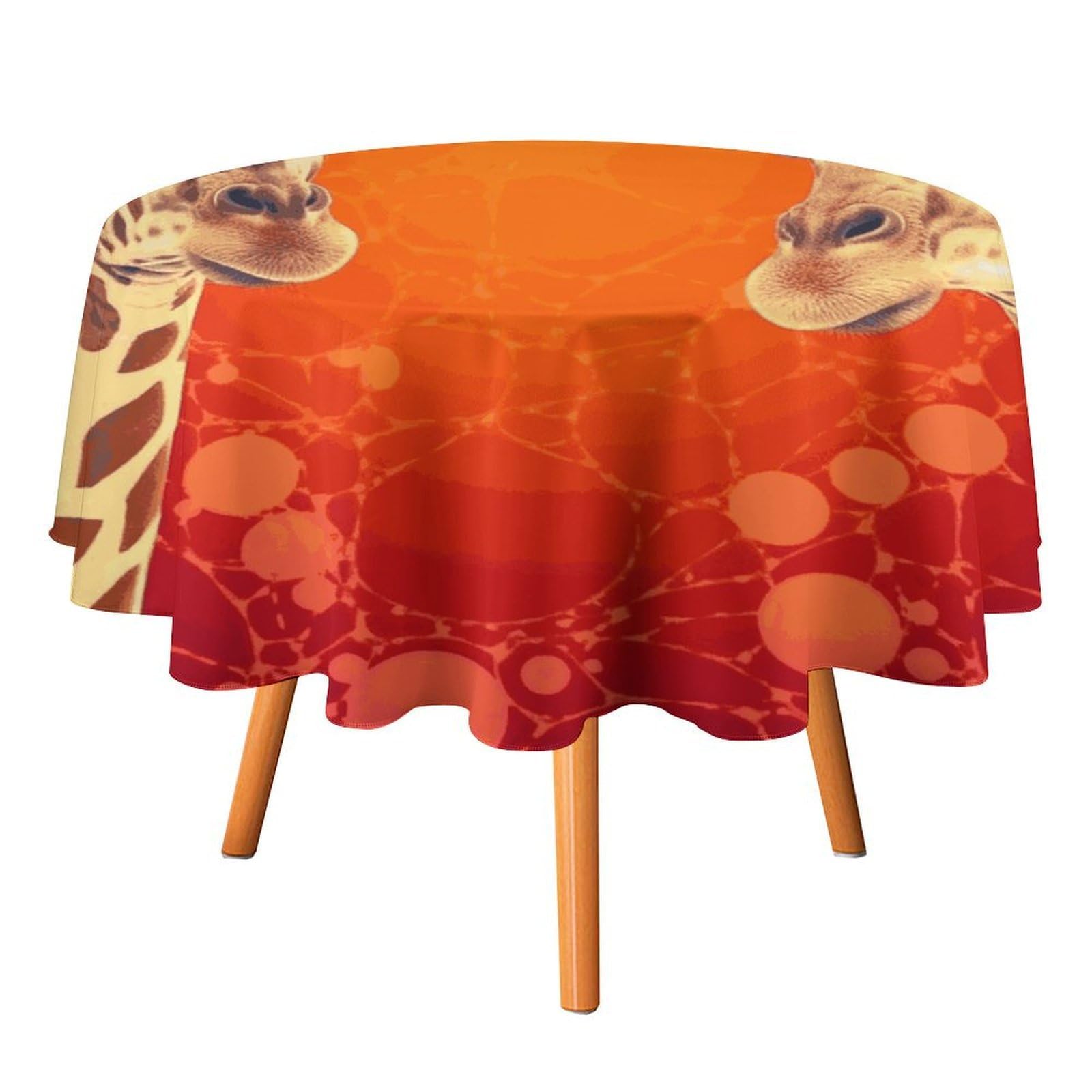 Fekiloot Style Giraffe Wearing Sunglasses Round Tablecloth - Heavy Duty And Washable,Polyester Decorative Fabric Table Cover,Tablecloths For Kitchen Dining, Wedding, Birthday Party70x70in