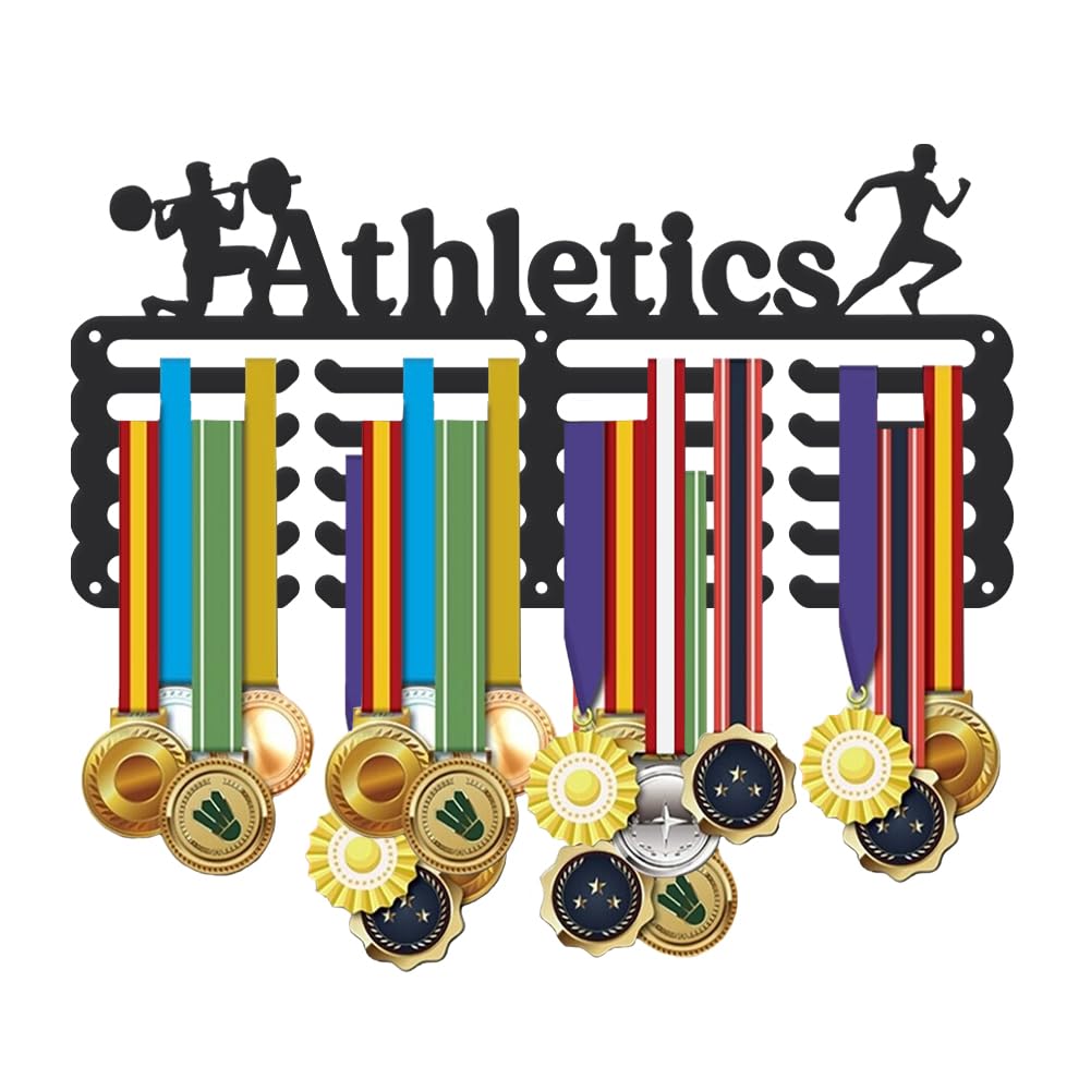 SUPERDANT Porta Medaglie da Parete Sportive per Atletica Espositore per Medaglie 5 File 20 Ganci Sportive Sollevamento Espositore da Parete per Medaglie Da di Premi Regali per Atleti