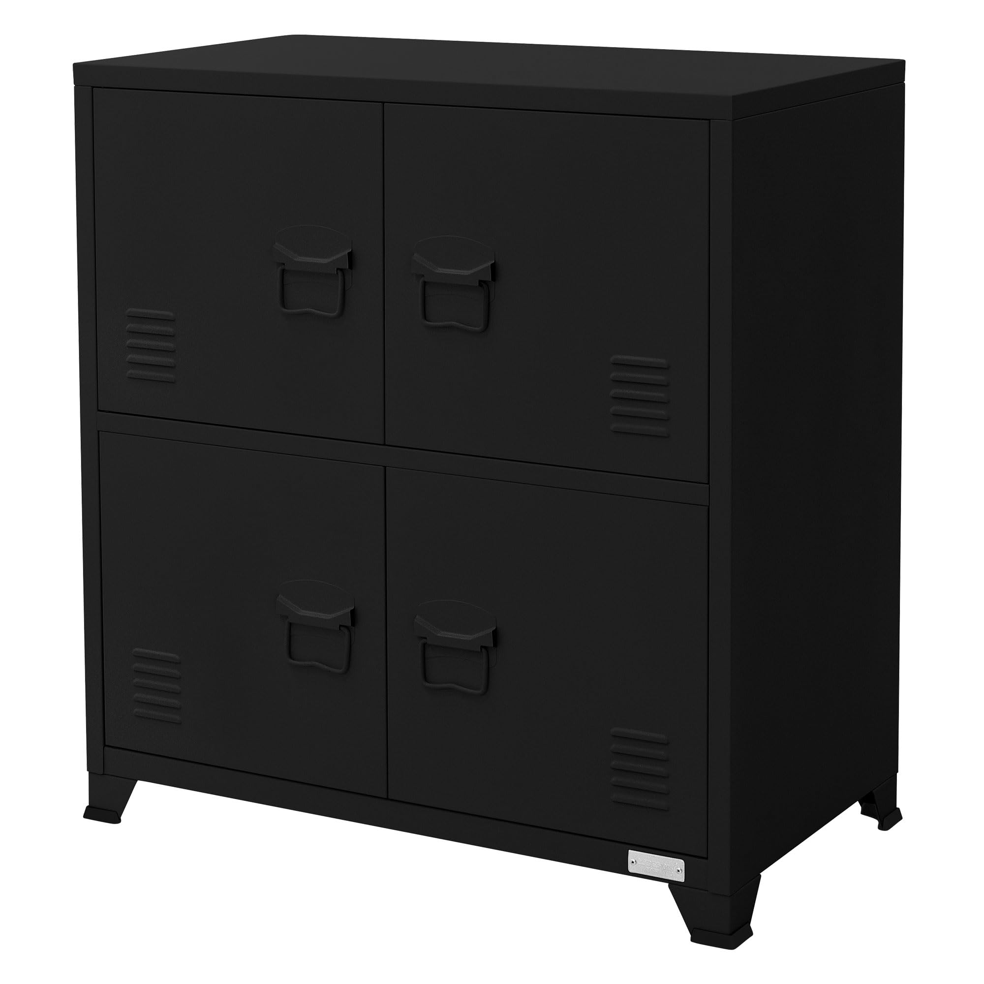 ML-Design Schedario da Ufficio 75x40x80,5 cm Nero Acciaio Mobile a 4 Gambe Armadietto in Metallo 4 Ante 2 Scomparti Interni Armadio Industriale Portadocumenti in Acciaio di Stoccaggio Portaoggetti