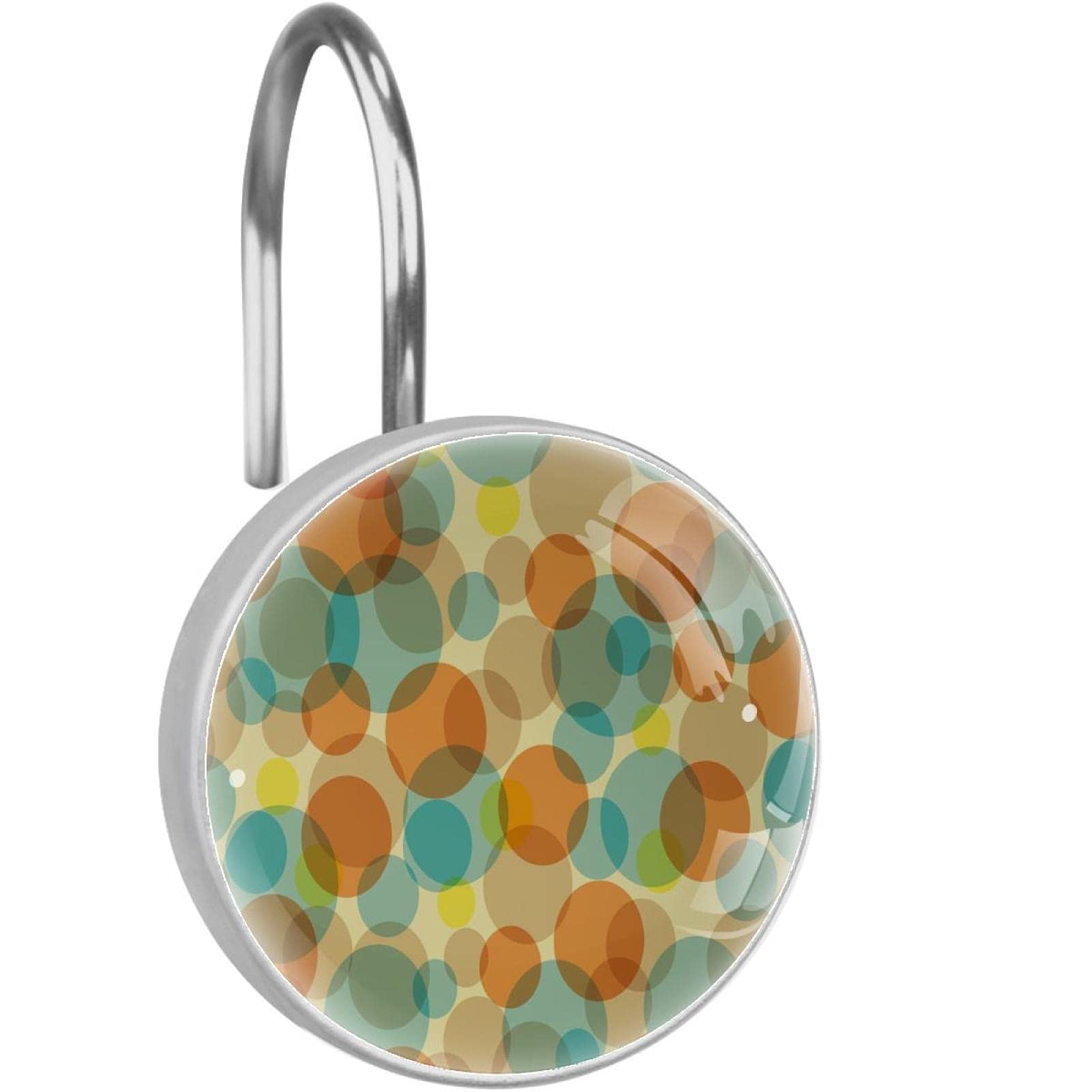 Crochets de douche pour salle de bain design abstrait et coloré lot de 12 en inox
