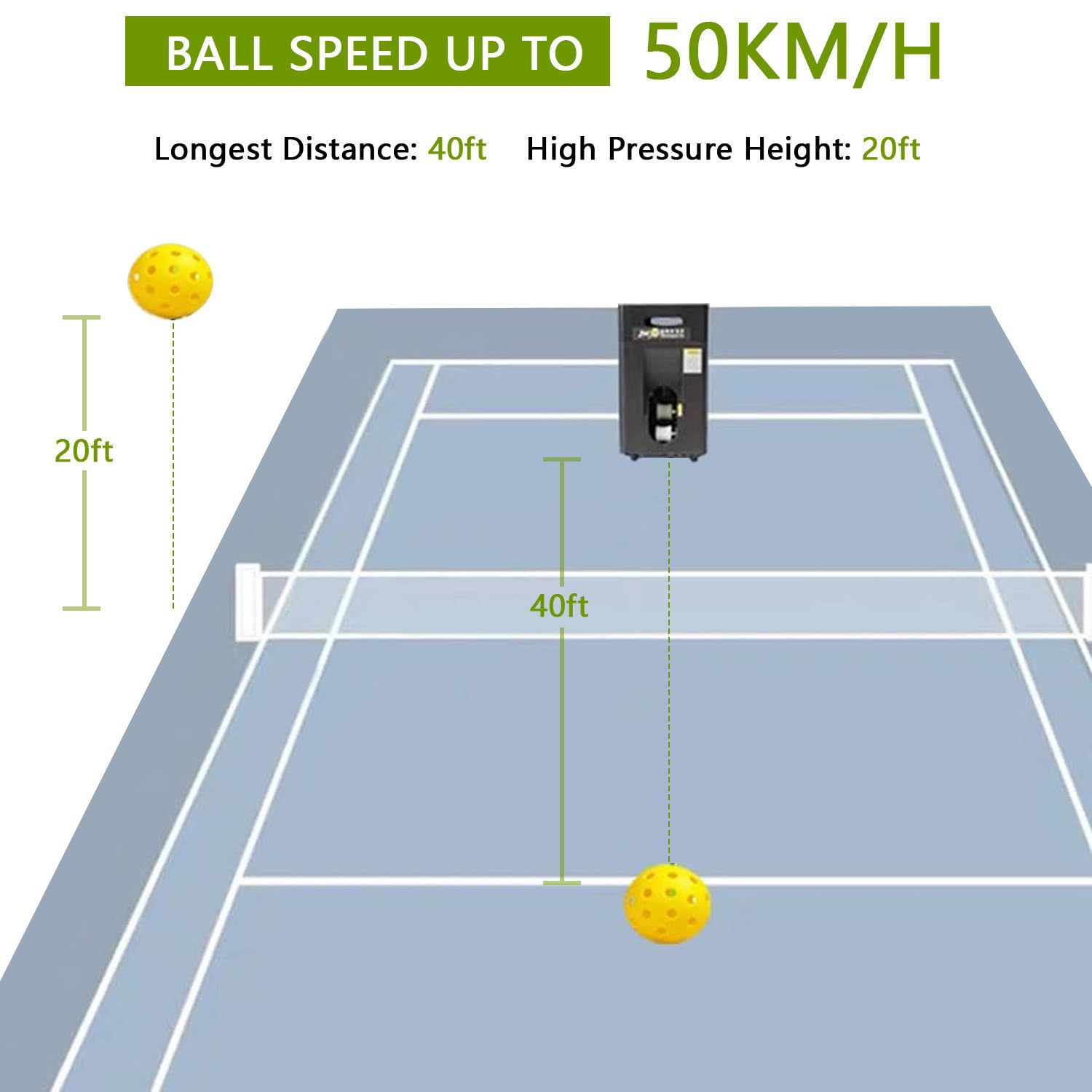 Macchina Lanciapalle da Tennis per Principianti, Lanciapalle Automatico con App/Telecomando, 50 Palline, Attrezzatura Portatile per L'allenamento, Allenamento Indoor E Outdoor