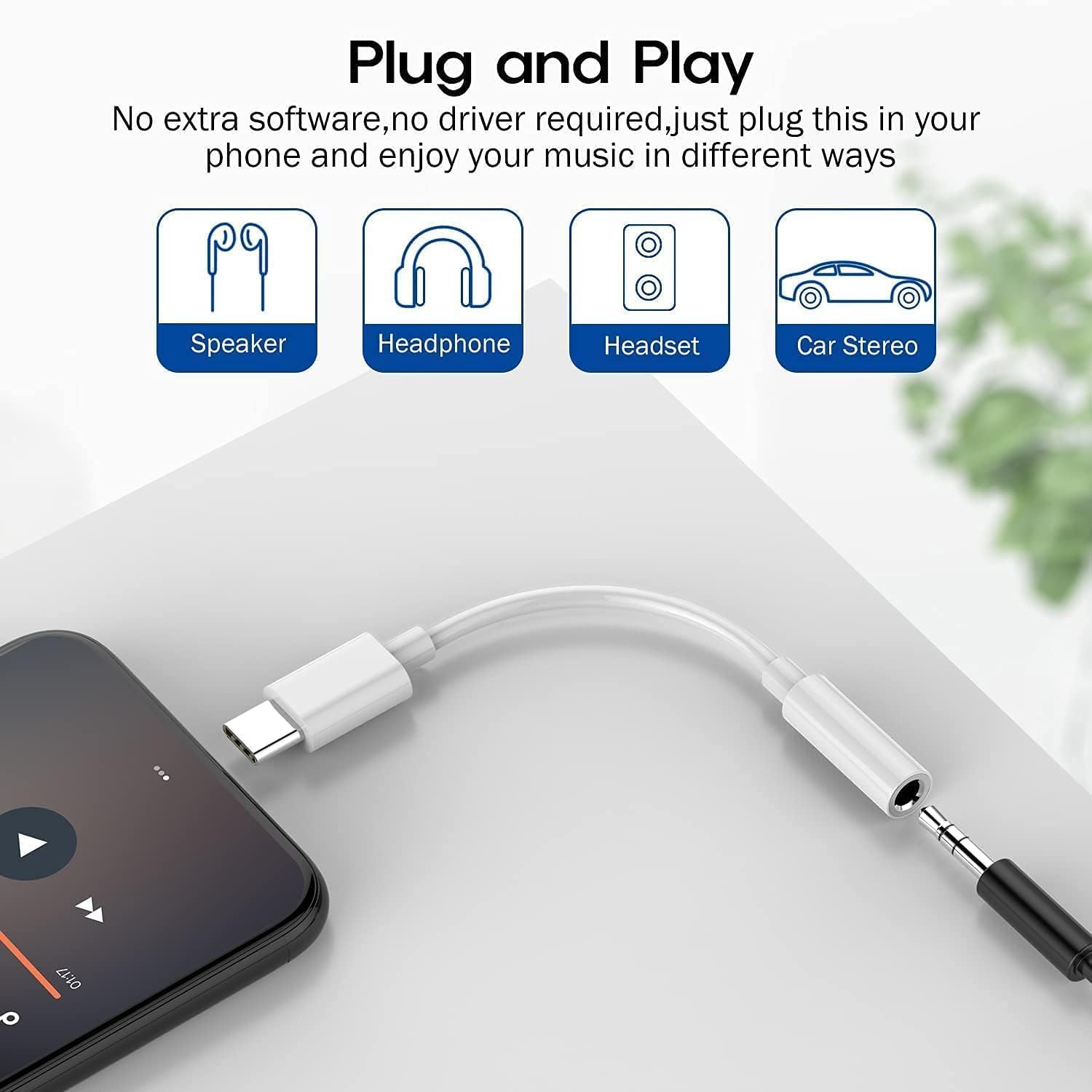 2 Stück USB C auf 3,5 mm Kopfhöreranschluss-Adapter für iPhone 15/15 Pro/Pro Max/Plus, Typ C Aux-Dongle-Kabel, kompatibel mit Samsung Galaxy S24/S23/S22/S21Ultra, iPad, MacBook, Note