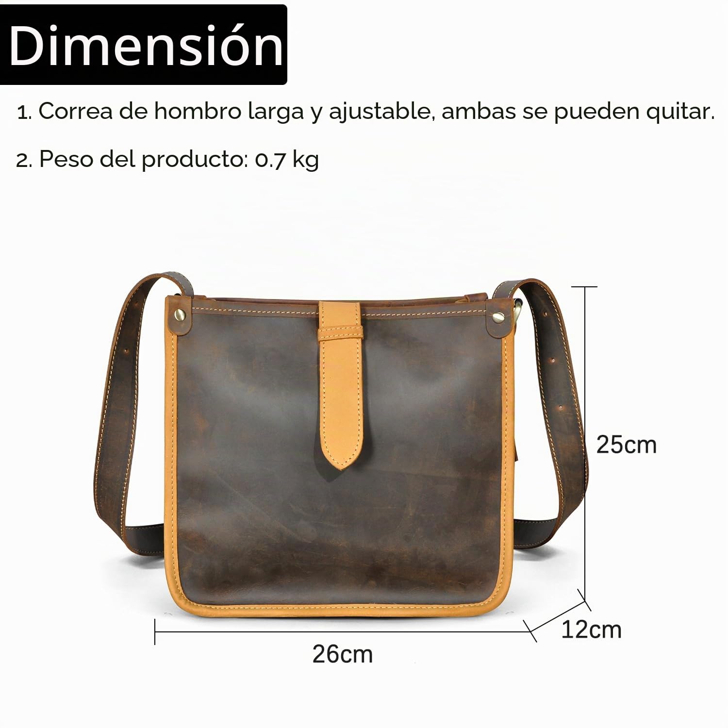 Bolso, grueso, cuero, piel de caballo loca, bolso de viaje, bolso de compras, bolso de hombro superior, mujer 6640