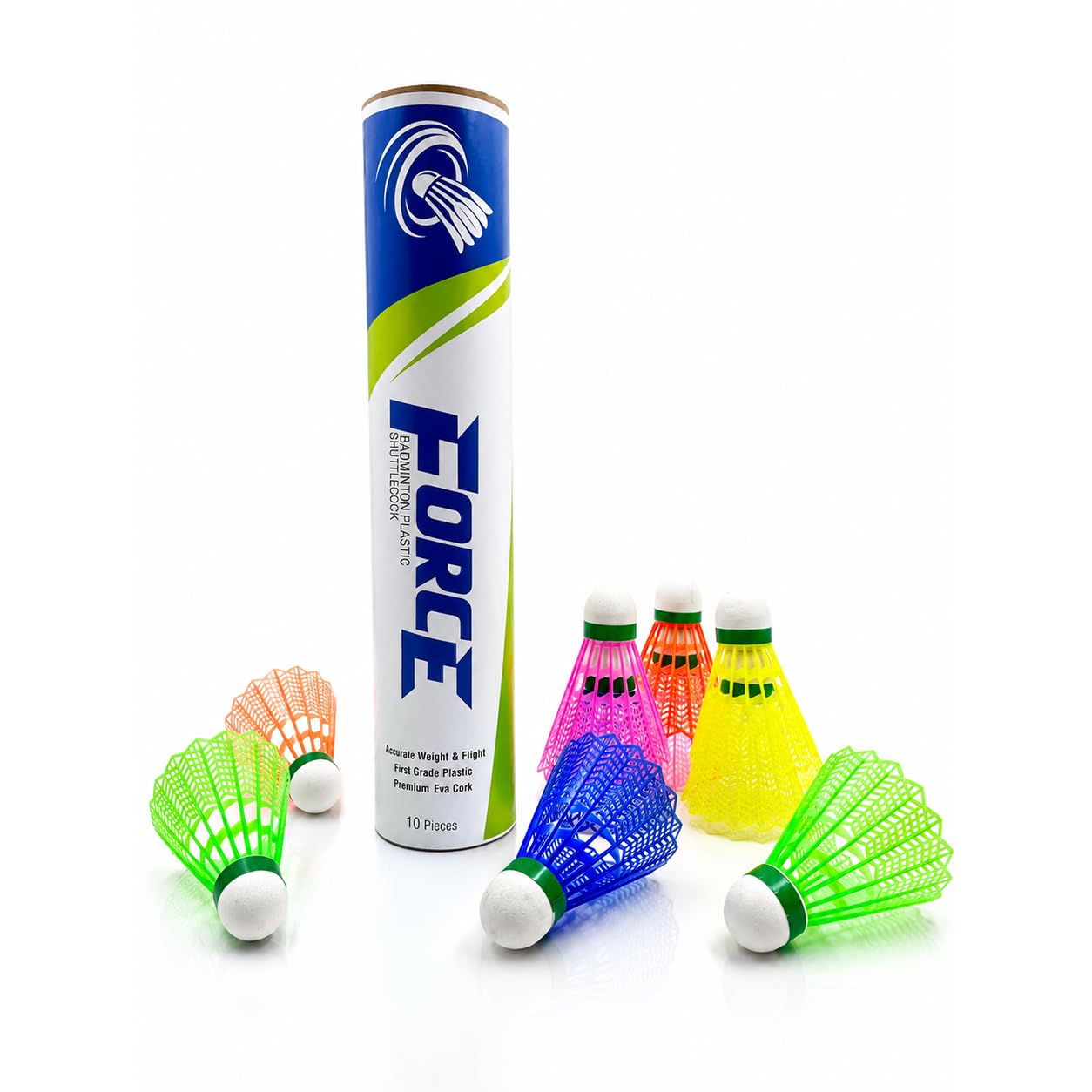 Force Colourful Plastic Badminton Shuttlecock Pack of 10 | Multicolor Perfect Balance Shuttle Set | Premium EVA & Neon Cork for Practice & Outdoor Play-image-28