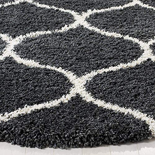 Image of Moroccan Design Microfiber Hand Woven Shaggy Carpet Collection with 2 inch Pile Height Carpet for Living Room Size 9x12 feet coular Dgrey /Ivory