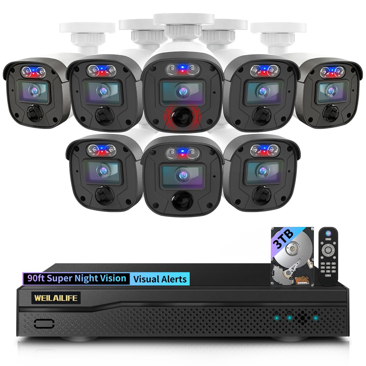 5MP Outdoor Wired Security Camera System, CCTV Video Surveillance System
