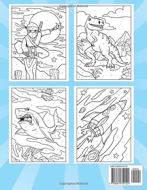Color by Number for Boys: An Adventurous Coloring Book for Kids Ages 4-8 with Dinosaurs, Cars, Superheroes, and More – Fun and Creative Activity Pages - Image 2