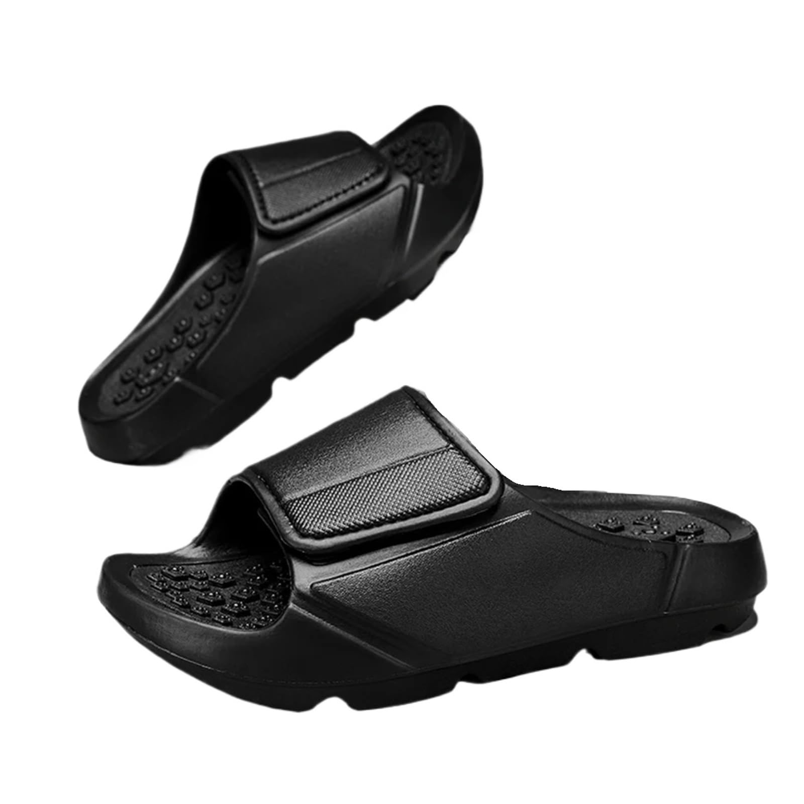 Sommer Männer Massage Hausschuhe Einstellbare Rutschen Indoor Outdoor Sandalen Strand Casual Schuhe Weiche Sohle Flip-flops(Black,44)