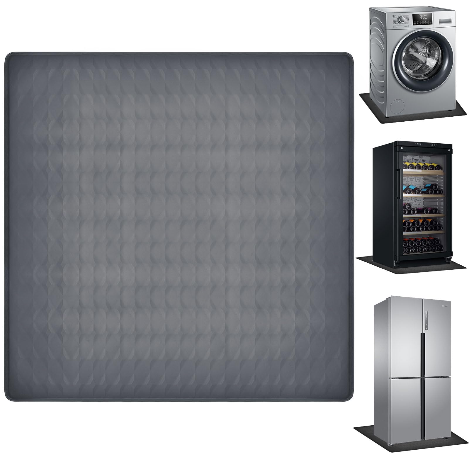 Kühlschrankmatte Silikon, 60 × 60cm Tropfschale Kühlschrank Bodenschutz Silikon Antirutschmatte für Kühlschrank Waschmaschine Trockner (Grau)