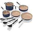Ninja Ceramic Pro 10Piece Cookware Set, NonStick Pots & Pans Set with Glass Lids, Nontoxic, PTFE Free, Ceramic Coated, Stove to Oven Safe, All Stovetops & Induction Compatible, Neutral Gray, CW39010GY