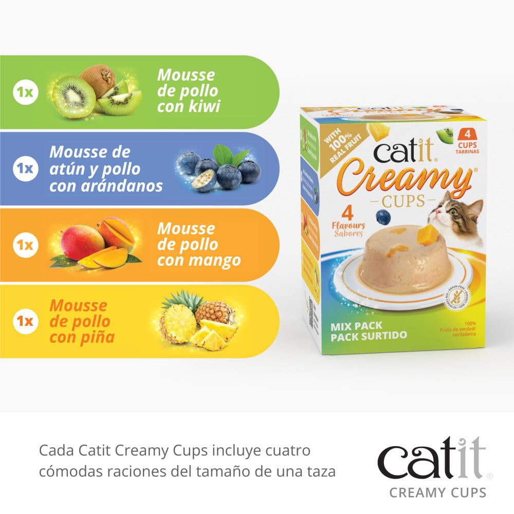 Golosina para Gatos Catit Creamy Cups, Surtido, 4x25g