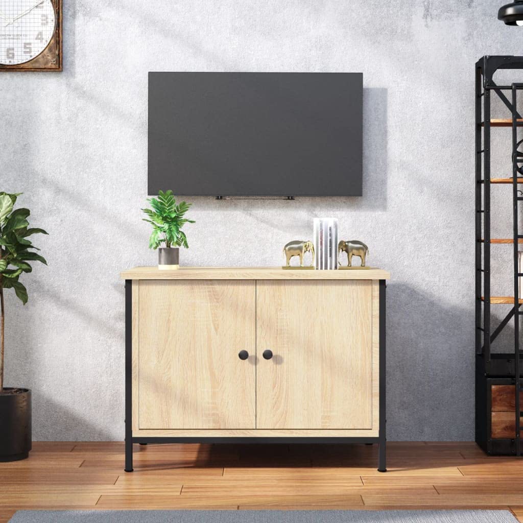 vidaXL Mobile TV con Ante Rovere Sonoma 60x35x45 cm Legno Massello di