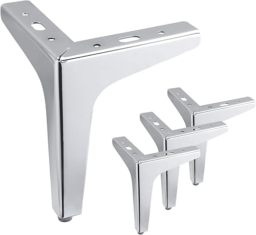 Kyuionty Patas de metal para muebles de 6 pulgadas, juego de 4 patas de muebles de metal moderno, patas de sofá para gabinete, sofá, mesa, armario,
