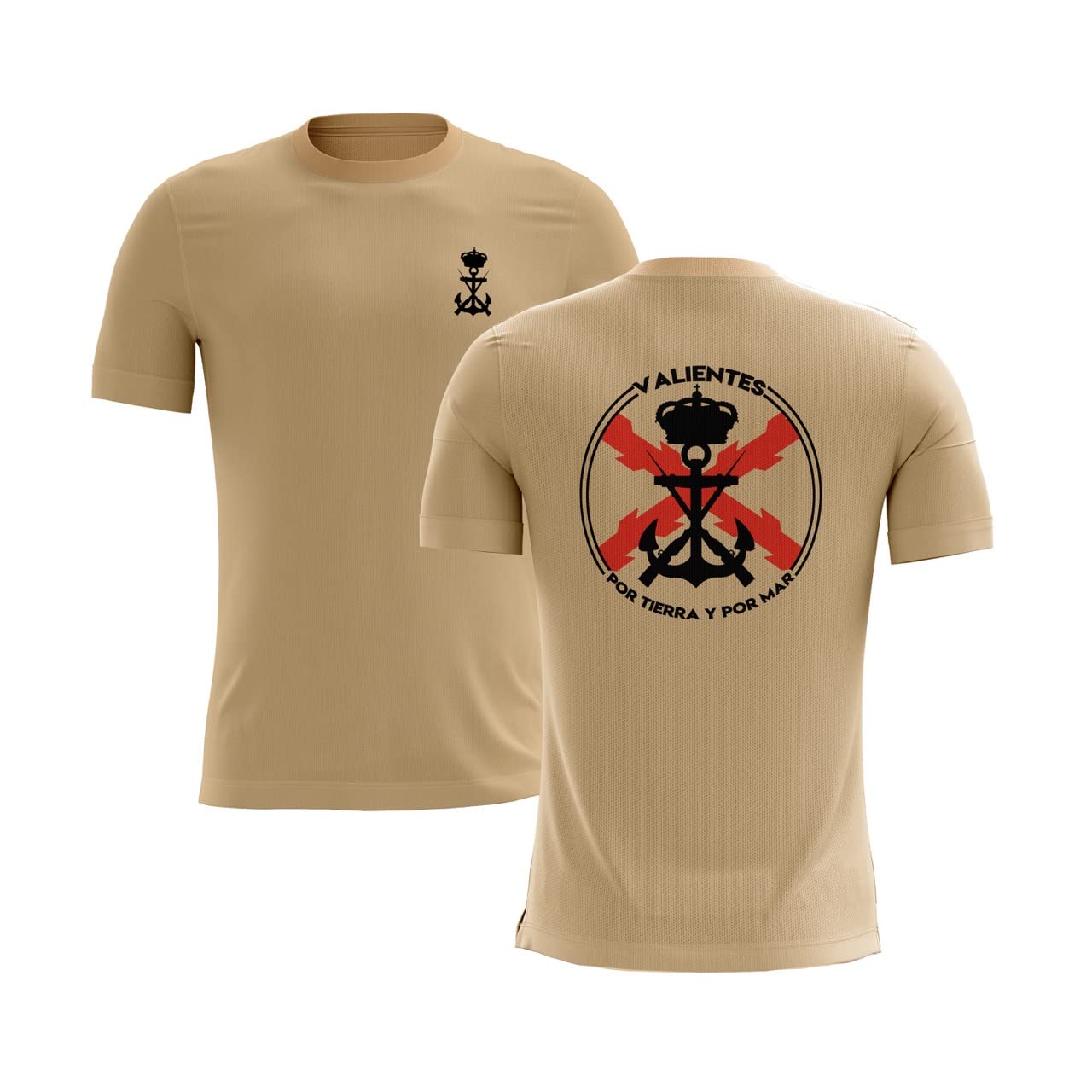 SERMILITARSpanish Marine Corps T-Shirt. Spanish Navy, Navy T-Shirt, 100% Polyester Sports Technical Fabric. Spanish Armed Forces., Arid, XXL