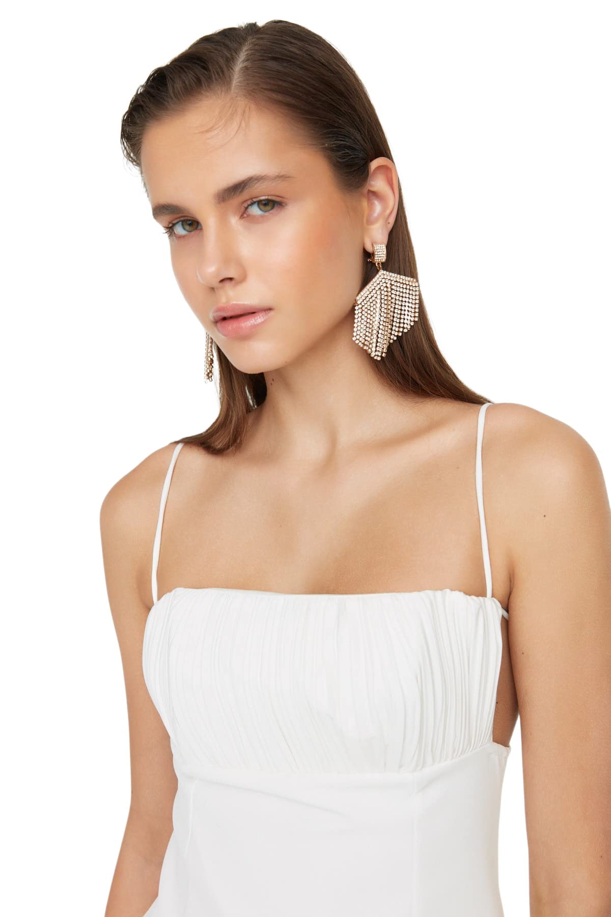 Trendyol Mujer Vestido Tejido Midi Ajustado de Ajuste Regular