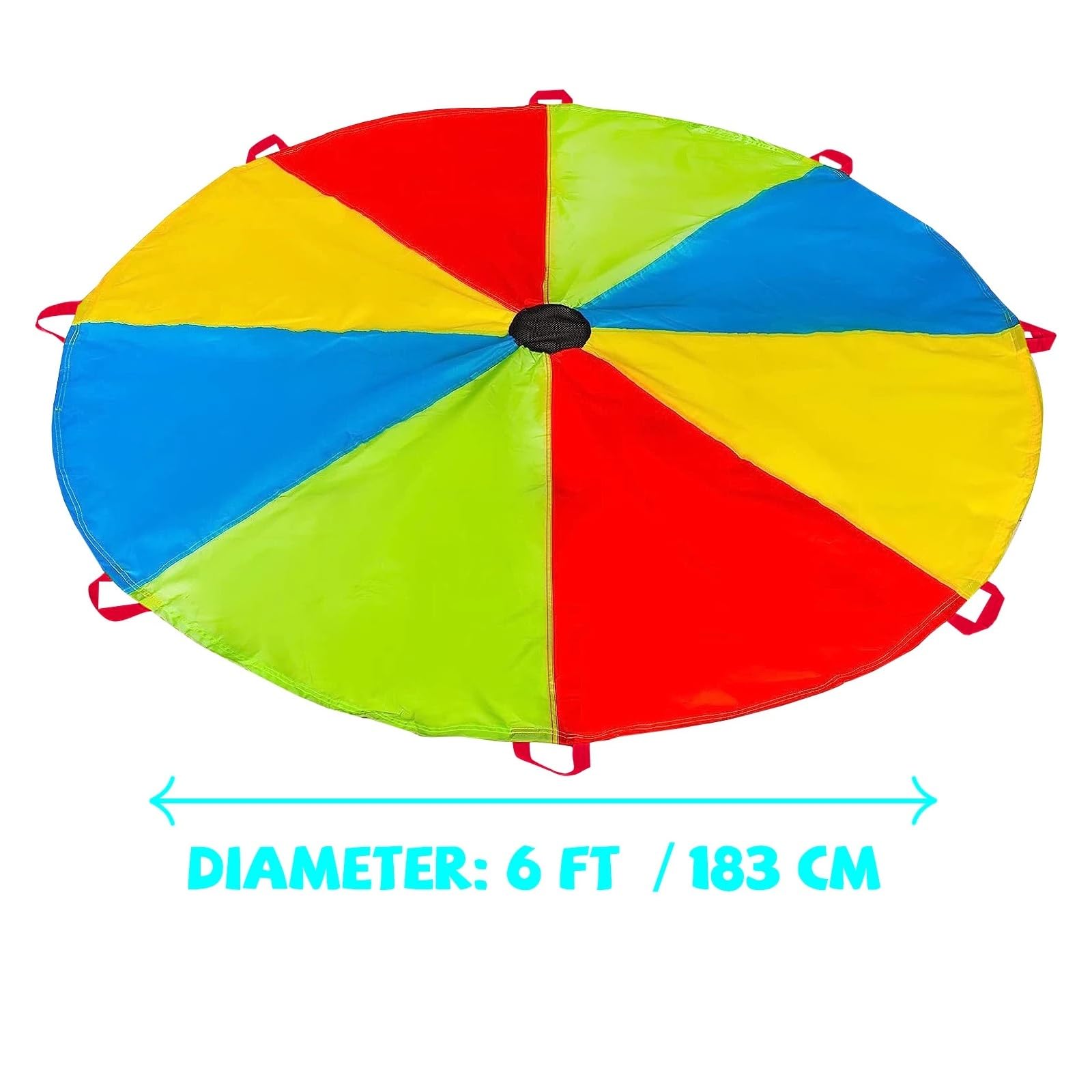 Bunt Fallschirm Spiel-Fallschirm, Mehrfarbig, Spiel-Fallschirm mit 8 Griffen for Indoor- und Outdoor-Gymnastik, Spielzeug, Spielaktivität
