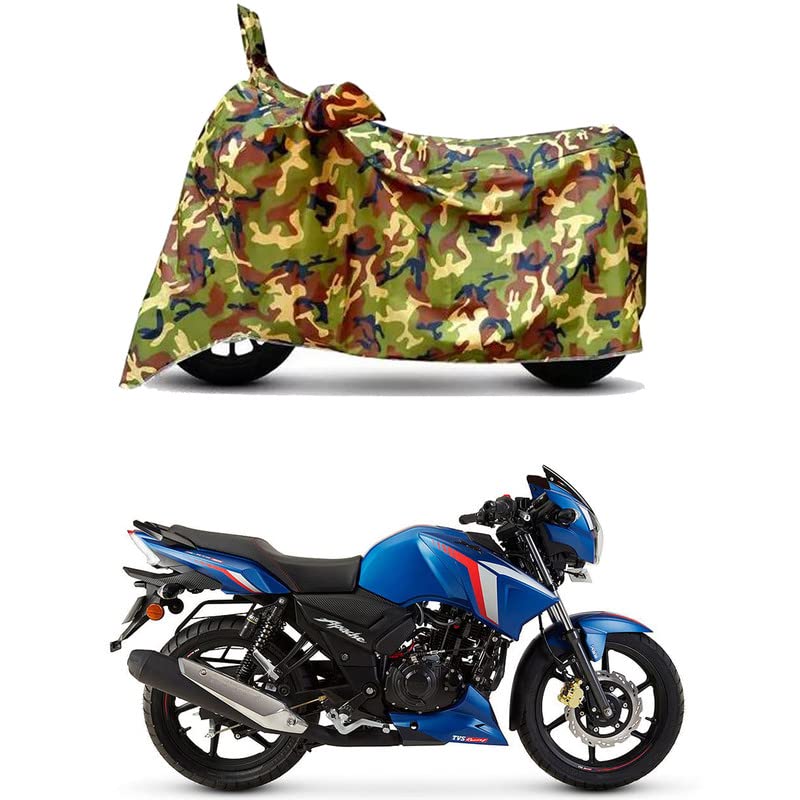 Image of Waterproof 100% PVC Coated Bike Scooty Two Wheeler Body Cover Compatible for TVS Apache RTR 160 BS6 /UV-Rays /Heat Protection /Birds Dropping /Scratchproof /Dust Proof [6X6 Jungle Print]