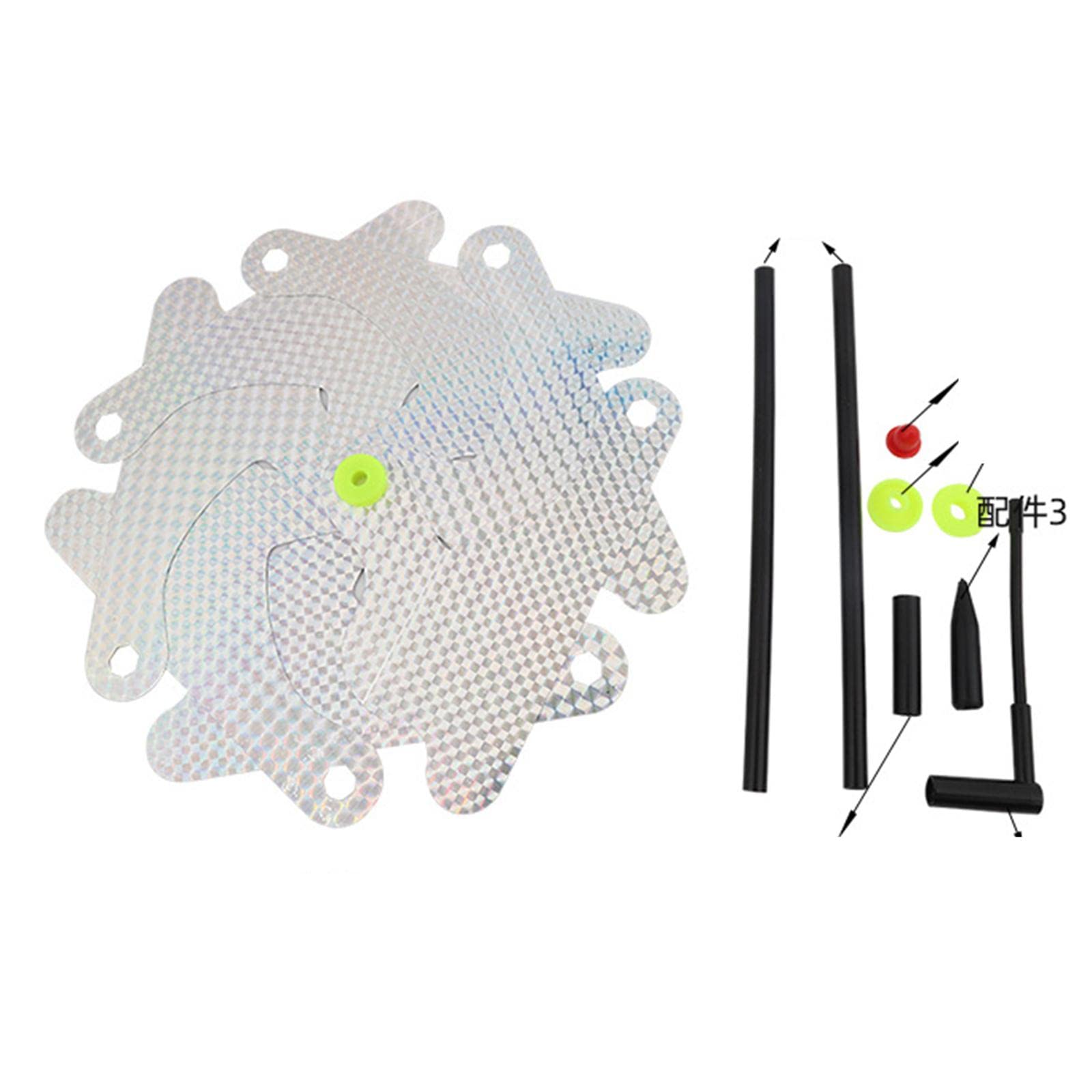 Whirl Reflective Pinwheel Wind Spinner Sparkly Silver for Farm Garden Yard|Reflective Bird-Repellent Pinwheel | Garden Wind Spinner with Stake | PET Mirror Pinwheel for Farms, Lawns, Orchards-image-37