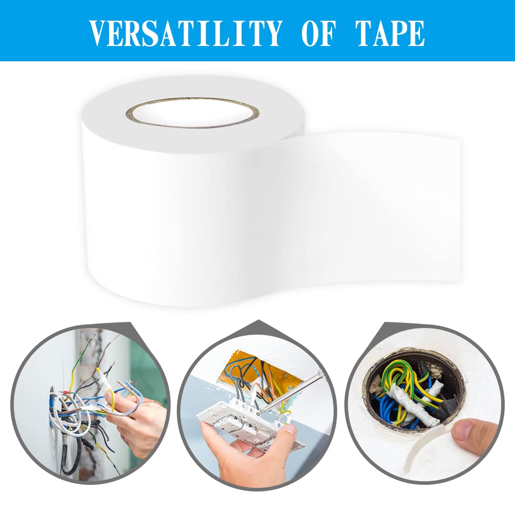 Maveek 2 Rolls Electrical Tape 2 Inch Waterproof Repair Insulation PVC Tape, for Fixing Frayed Wire Indoor Outdoor Pipes, 20% Stretch Self Adhesive Garage Workshop Tool Bag