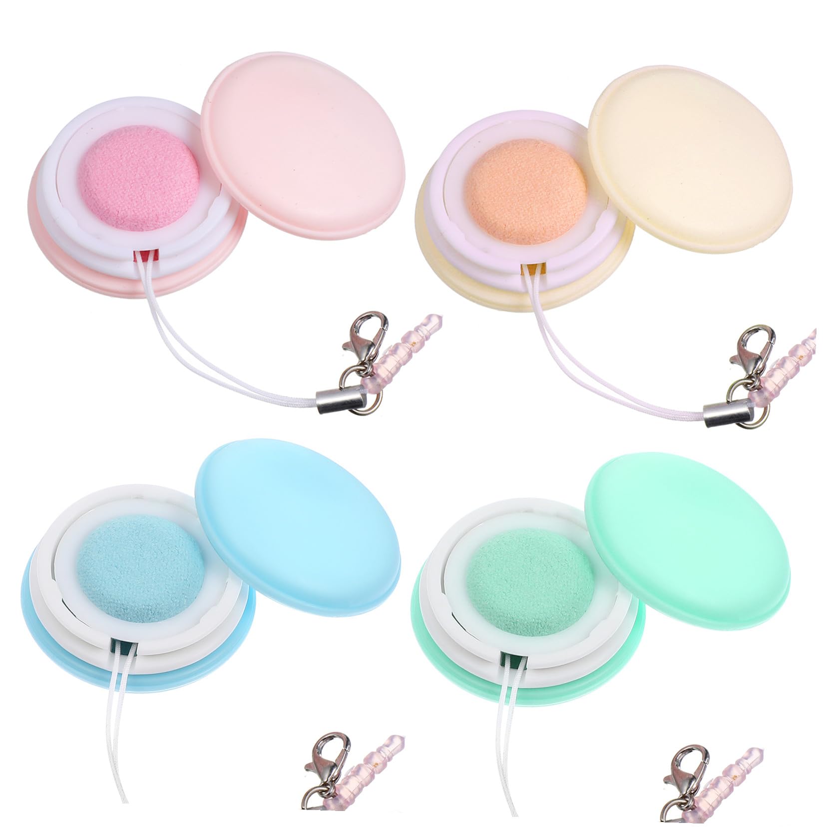 FRCOLOR 4pezzi Detergente Schermo Telefono Salviette Detergenti Portatili Con Cordino Portachiavi Rotondi Pulizia Lenti Schermo