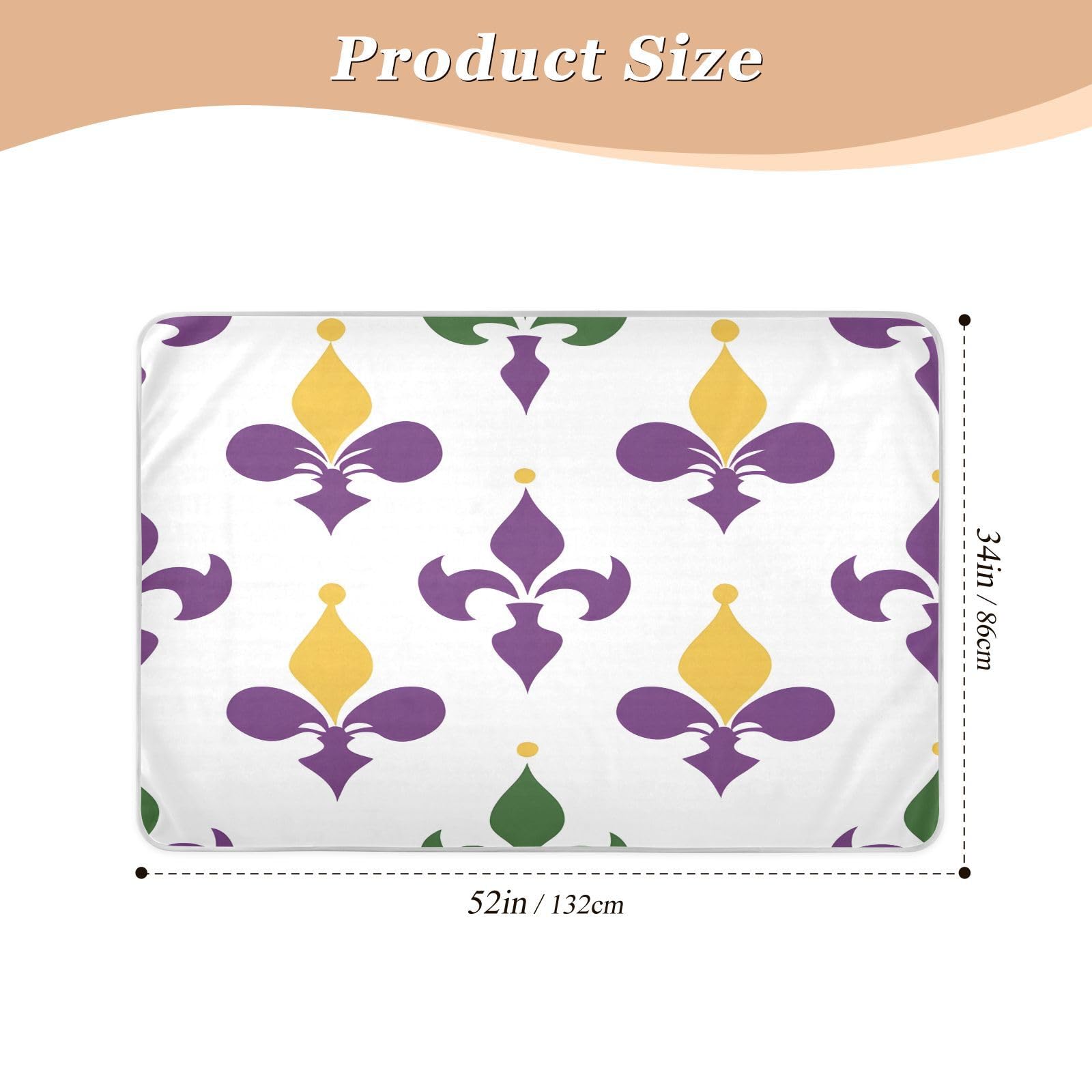 BOESI Graffiti Mardi Gras Logo Pattern Waterproof Pads for Bedwetting and Incontinence, Reusable Pads, Reusable Diaper Pads for Bed, Sofa, Travel