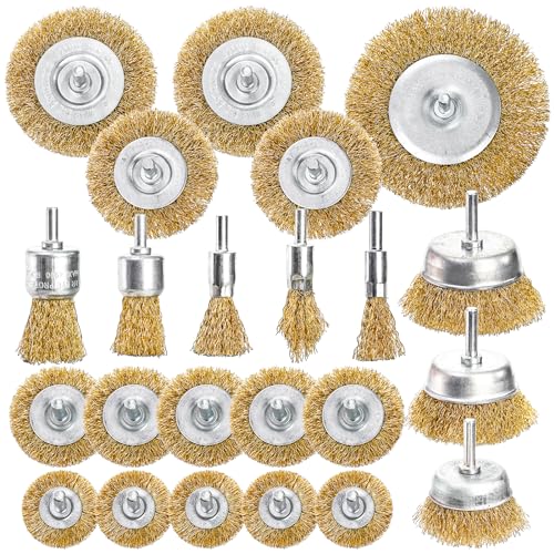 Elsjoy WIRE WHEEL BRUSH FOR DRILL Brass Drill Wire Brush Set Carbon Steel Cup Brush Kit thumb #2