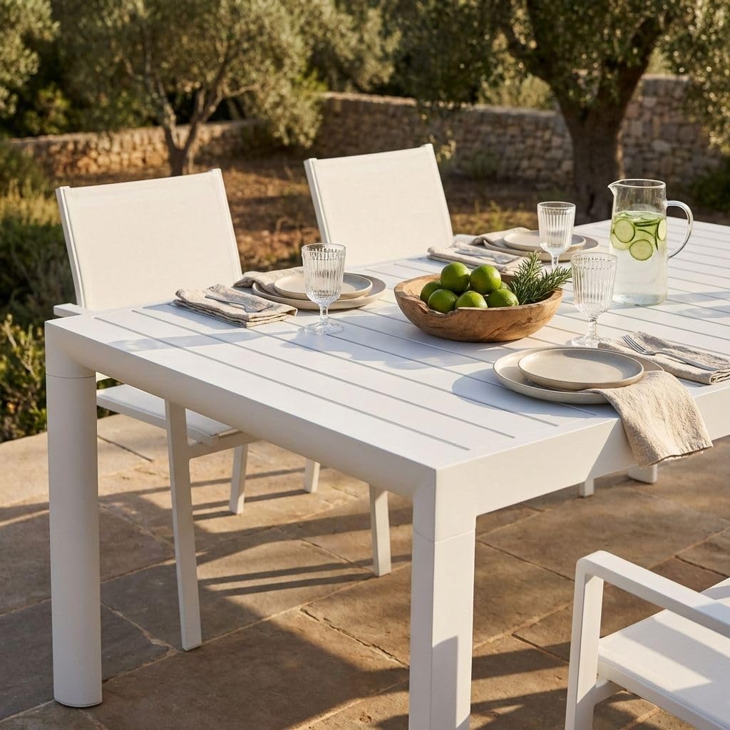 MilaniHome.it - Tavolo da Giardino Allungabile in Alluminio antiruggine 135/180X70di coloreBianco
