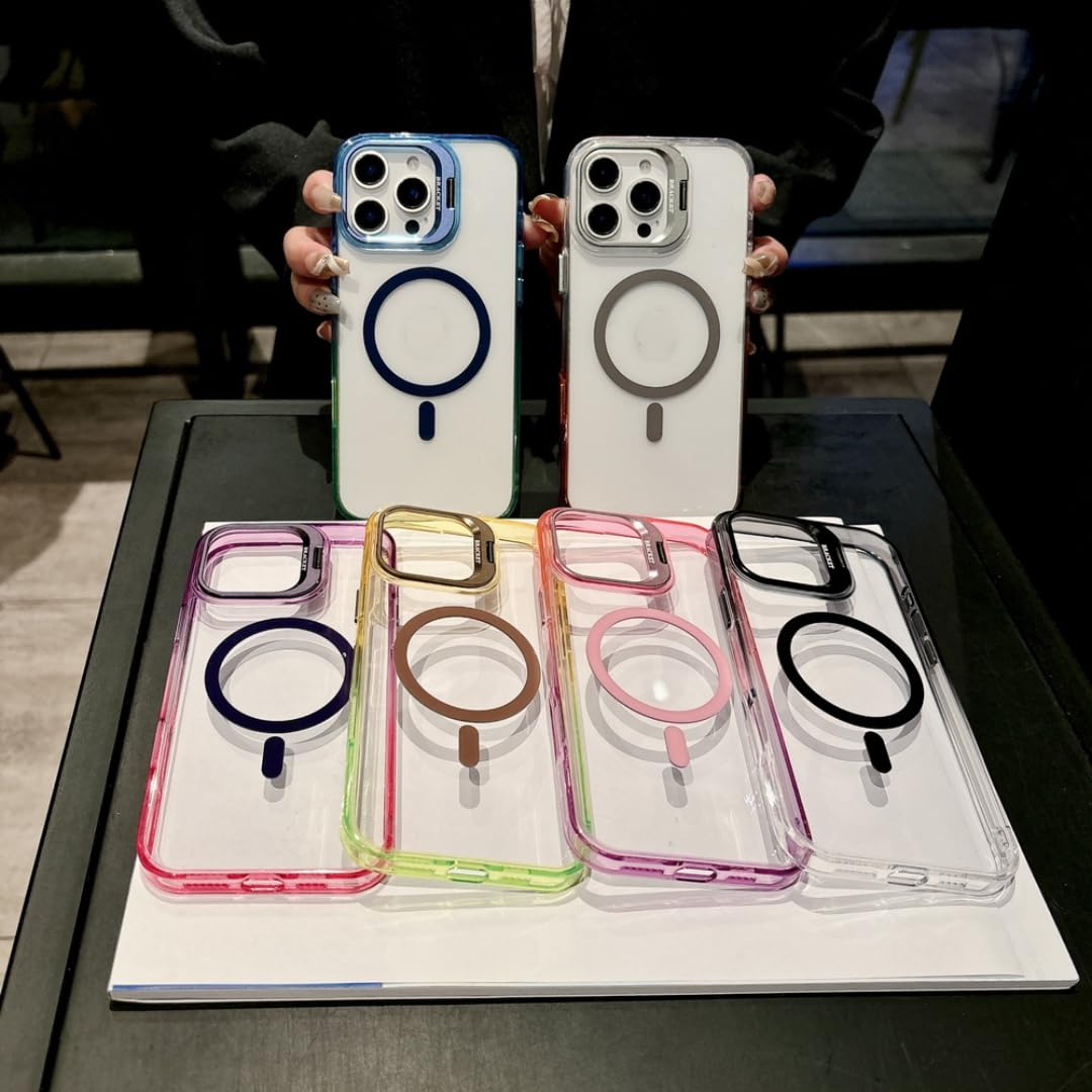 Custodia con anello magnetico e supporto per obiettivo per iPhone 16 Plus, con sfumatura integrata (per iPhone 16 Plus/blu)