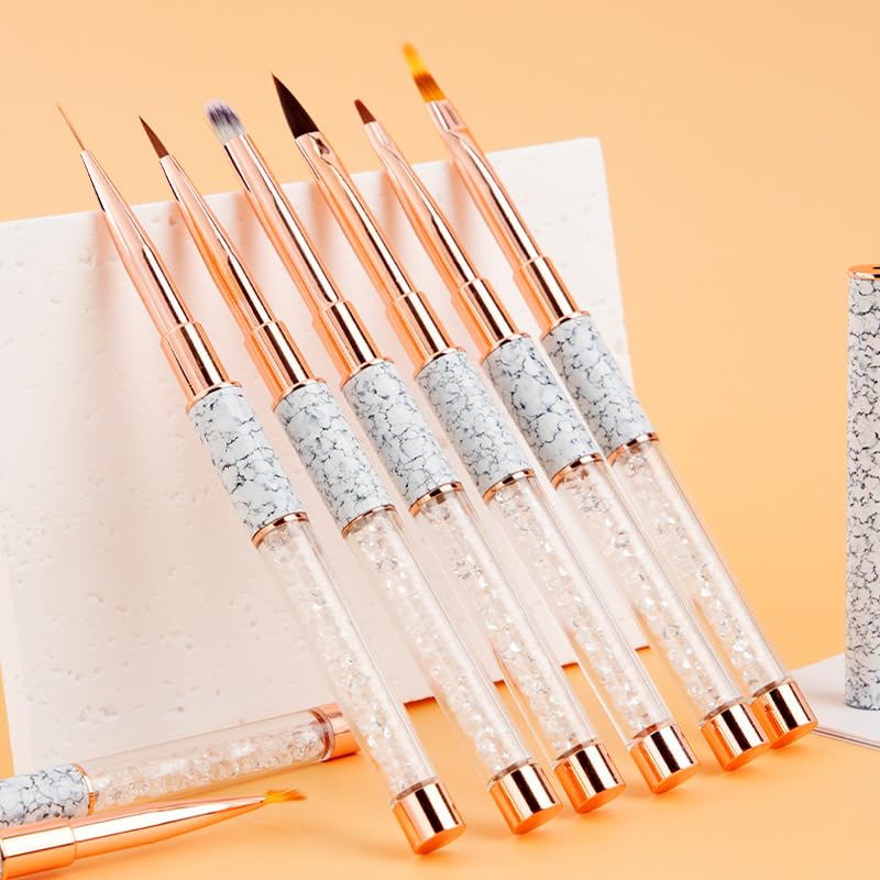 15pc Professional Nail Art Brush Set with Diamond Rhinestone Handles - Gel Polish, Liner, Detailing Brushes for Salon & DIY Nail Design