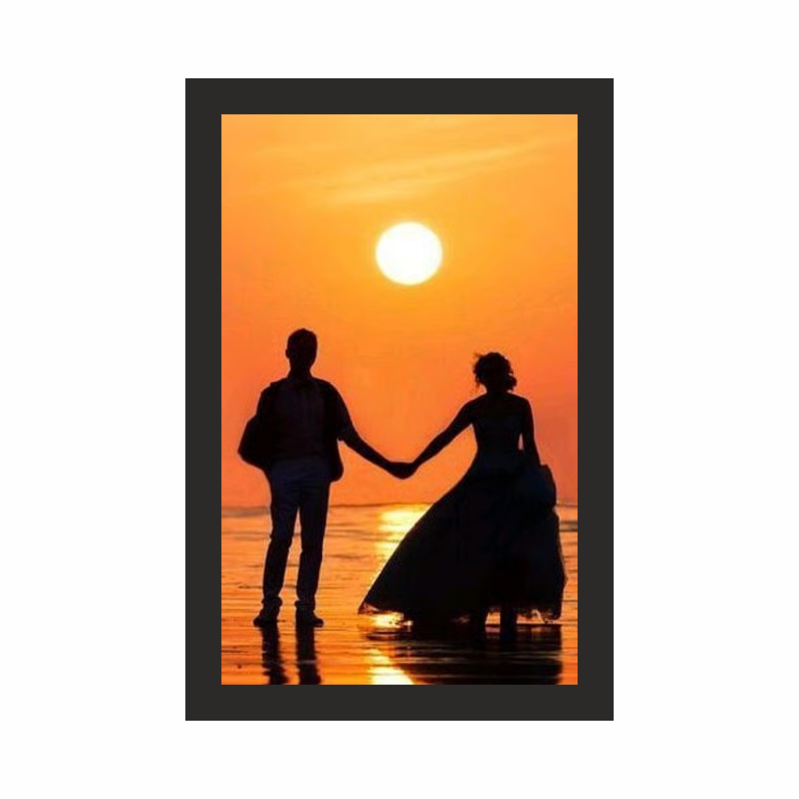 Romantic Beach Couple Wall Art Frame 12x18 Inch
