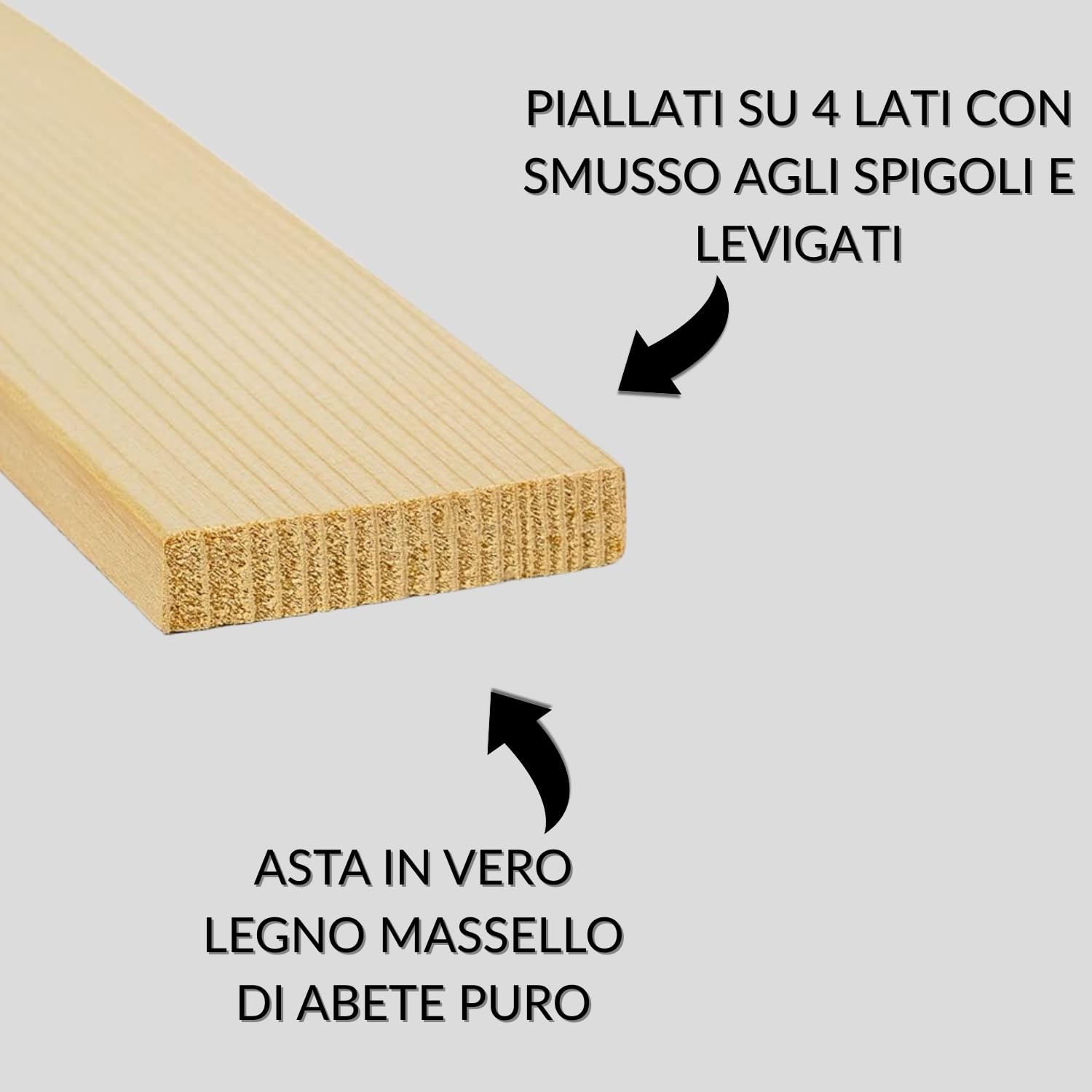 TWE Listelli Legno Massello Abete x 2 Metri su Quattro Lati con Smusso su Spigoli Made in Italy Confezione da 10 pz (10x50x2000) mm