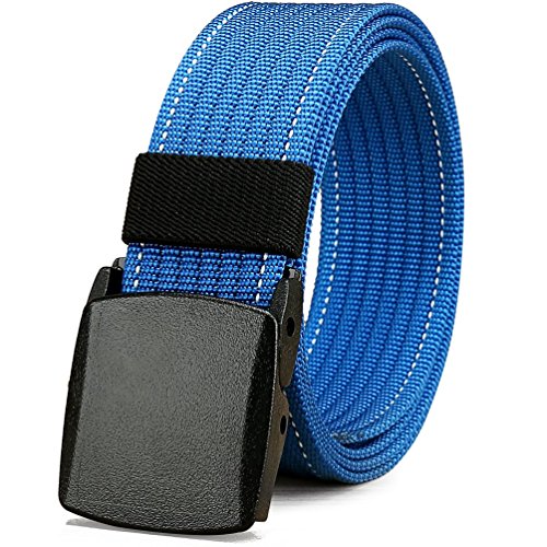 Belt for Men, Military Tactical Sport Belt with YKK Plastic Buckle, Durable Breathable Waist Belt for Work Outdoor Hiking Skiing, Adjustable for Pants Size Below 46 inches [53"Long 1.5"Wide] (Blue)