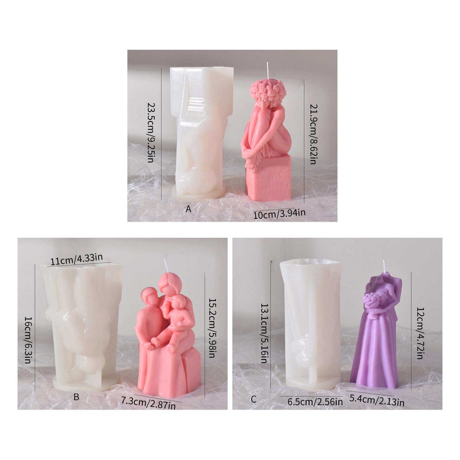 Stampi a coppia, in silicone epossidico, per fondente, cioccolato, caramelle, madre e figlio, coppia in resina per decorazione domestica