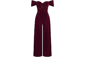 Women's Velvet Off-shoulder Solid Ruched Jumpsuit: A Fashion-Forward Statement